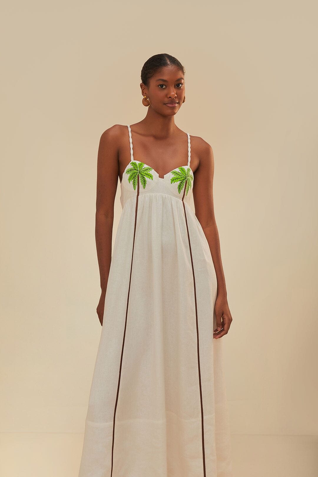 Coconut Tree Embroidered Maxi Dress