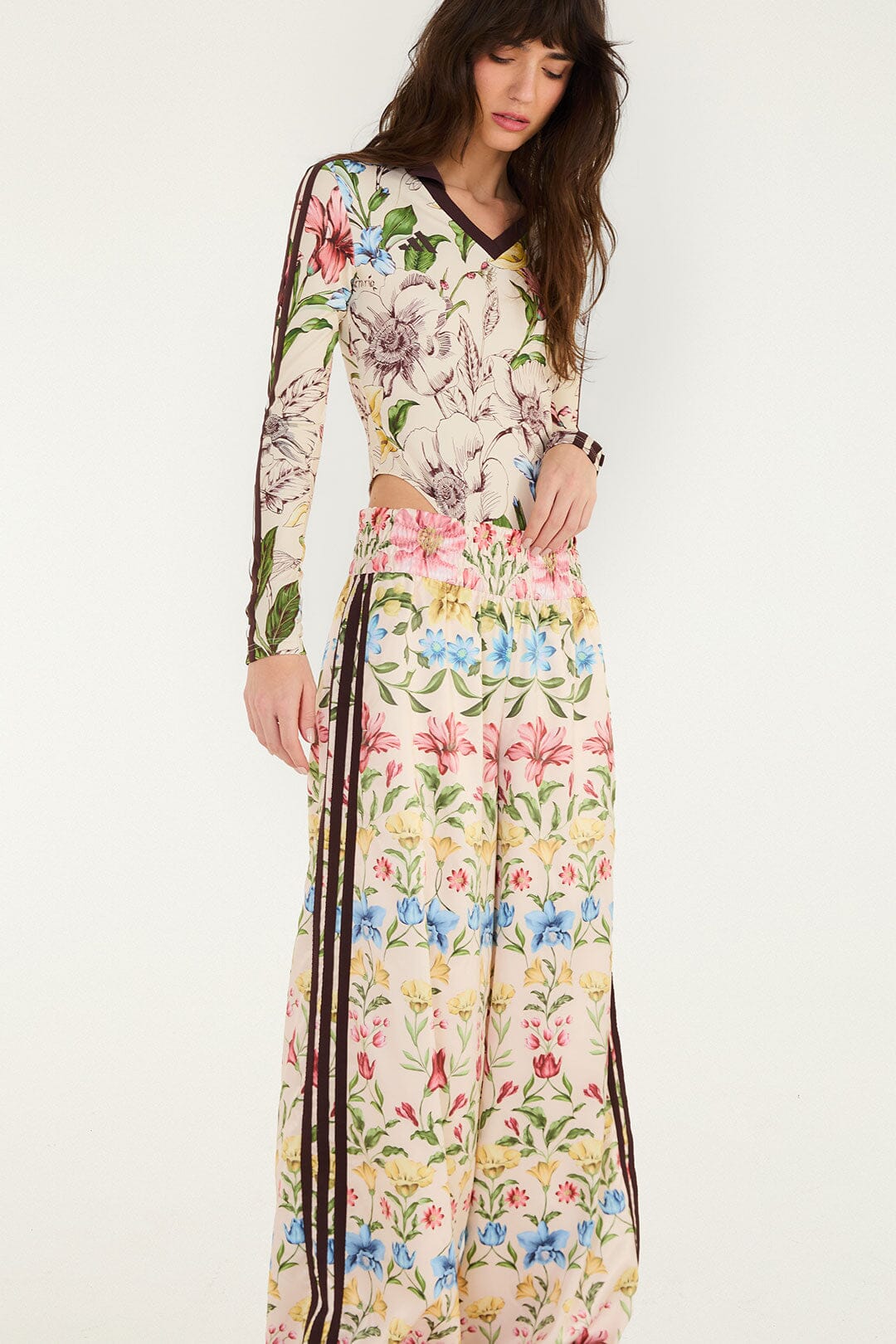 Ainika Floral Off-White Adidas Pants