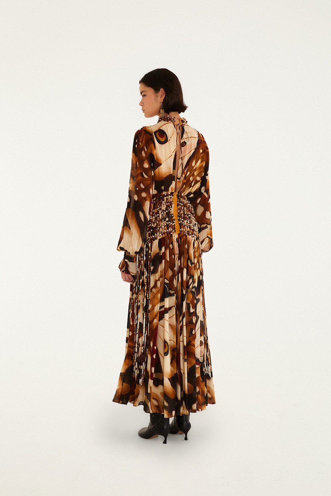 Borbofly Long Sleeve Macrame Maxi Dress
