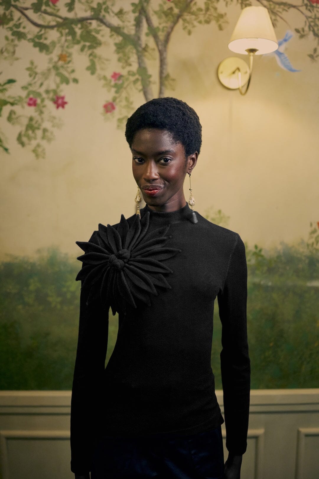 FARM Rio model wearing the 3d Flower Long Sleeve Turtleneck