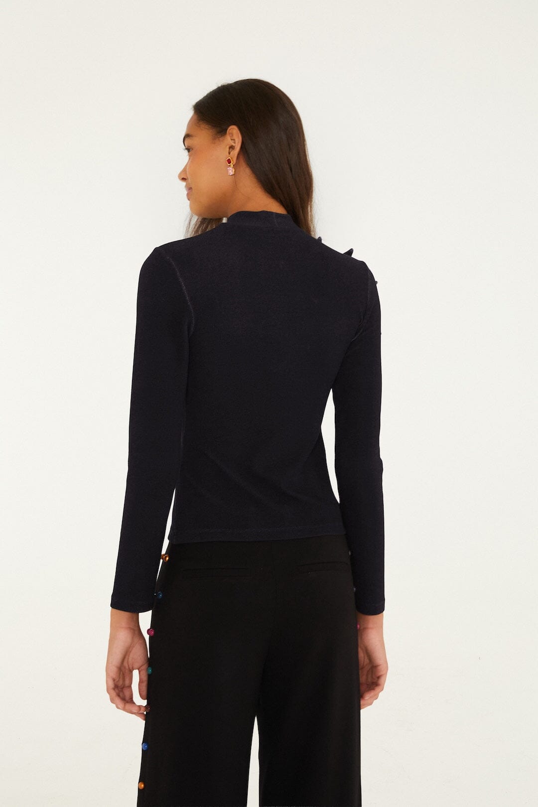 FARM Rio model wearing the 3d Flower Long Sleeve Turtleneck