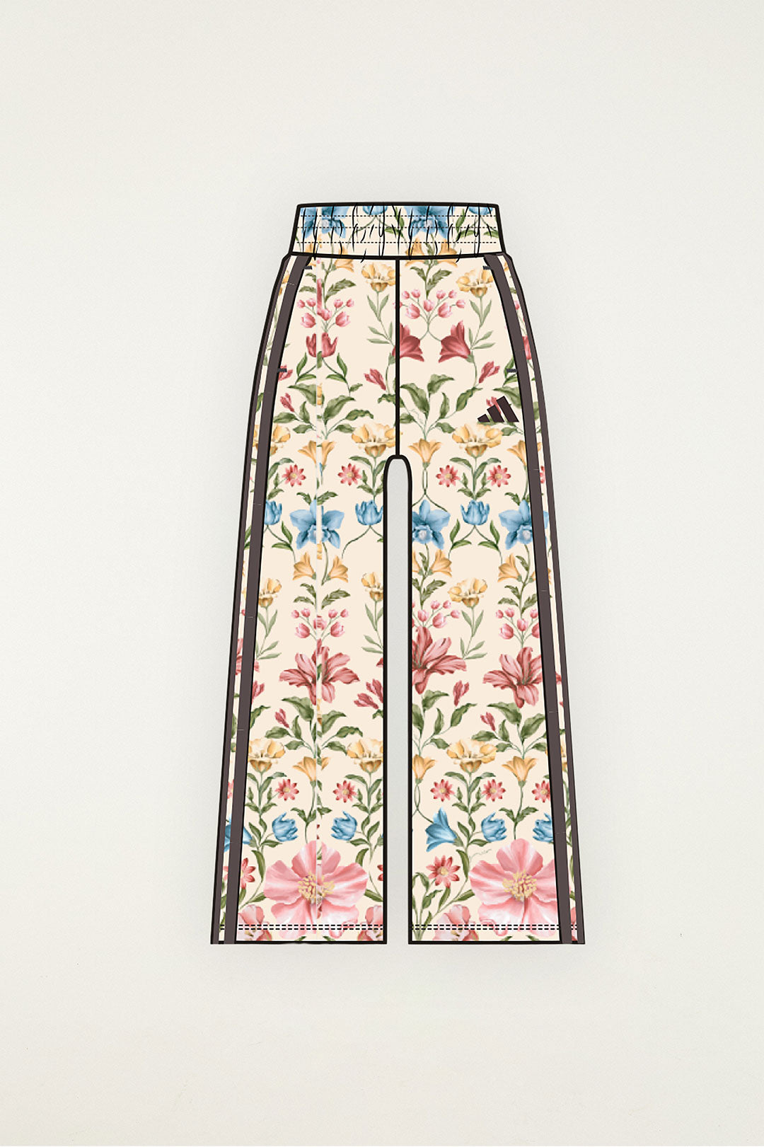 FARM Rio model wearing the Ainika Floral Off-White Adidas Pants
