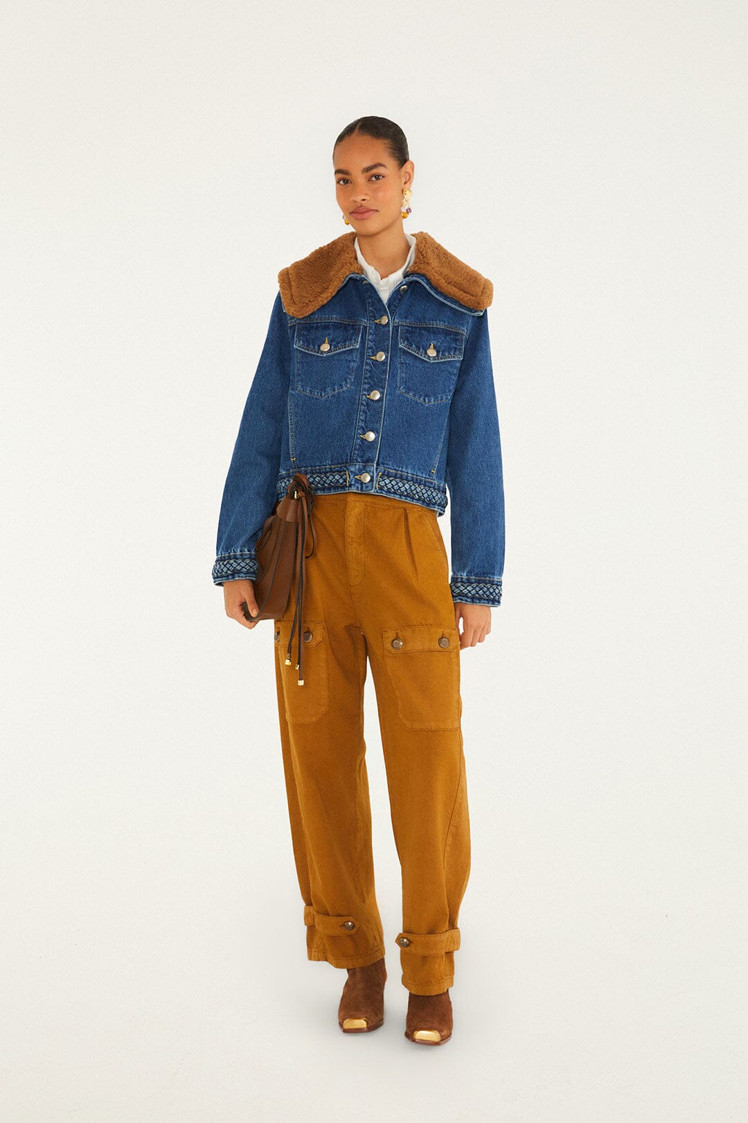 FARM Rio model wearing the Almost Famous Denim Jacket