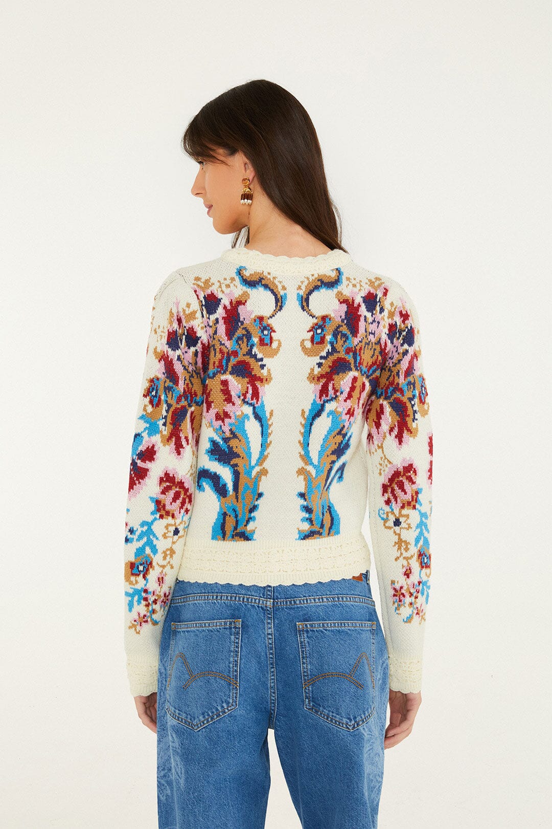 FARM Rio model wearing the Arabesque Knit Sweater