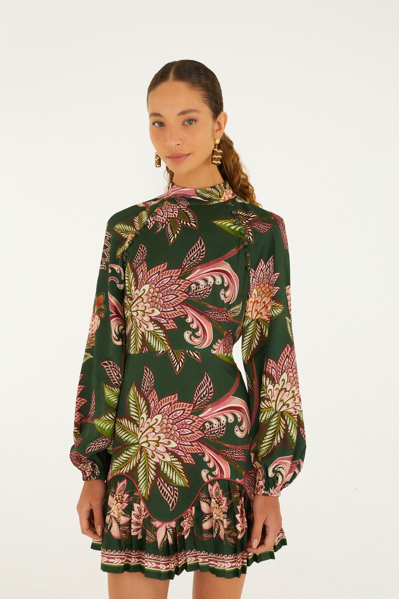 arabesque paradise floral ruffled hem mini dress