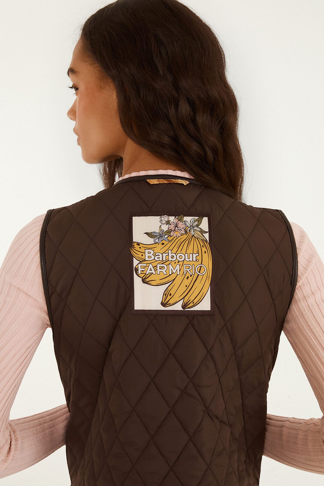 FARM Rio model wearing the Banana Groove Gilet Vest
