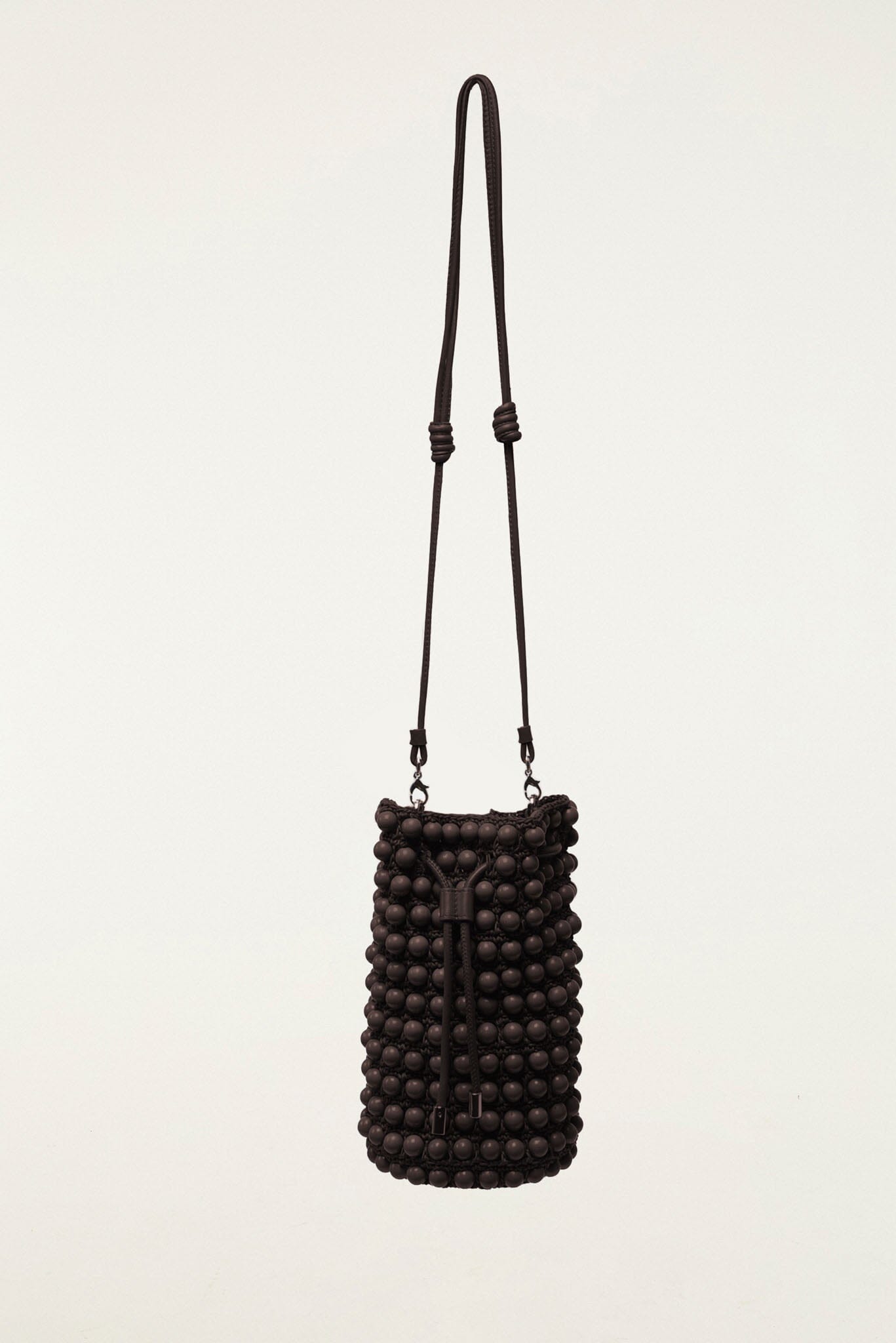 FARM Rio model wearing the Beaded Macrame Bucket Bag