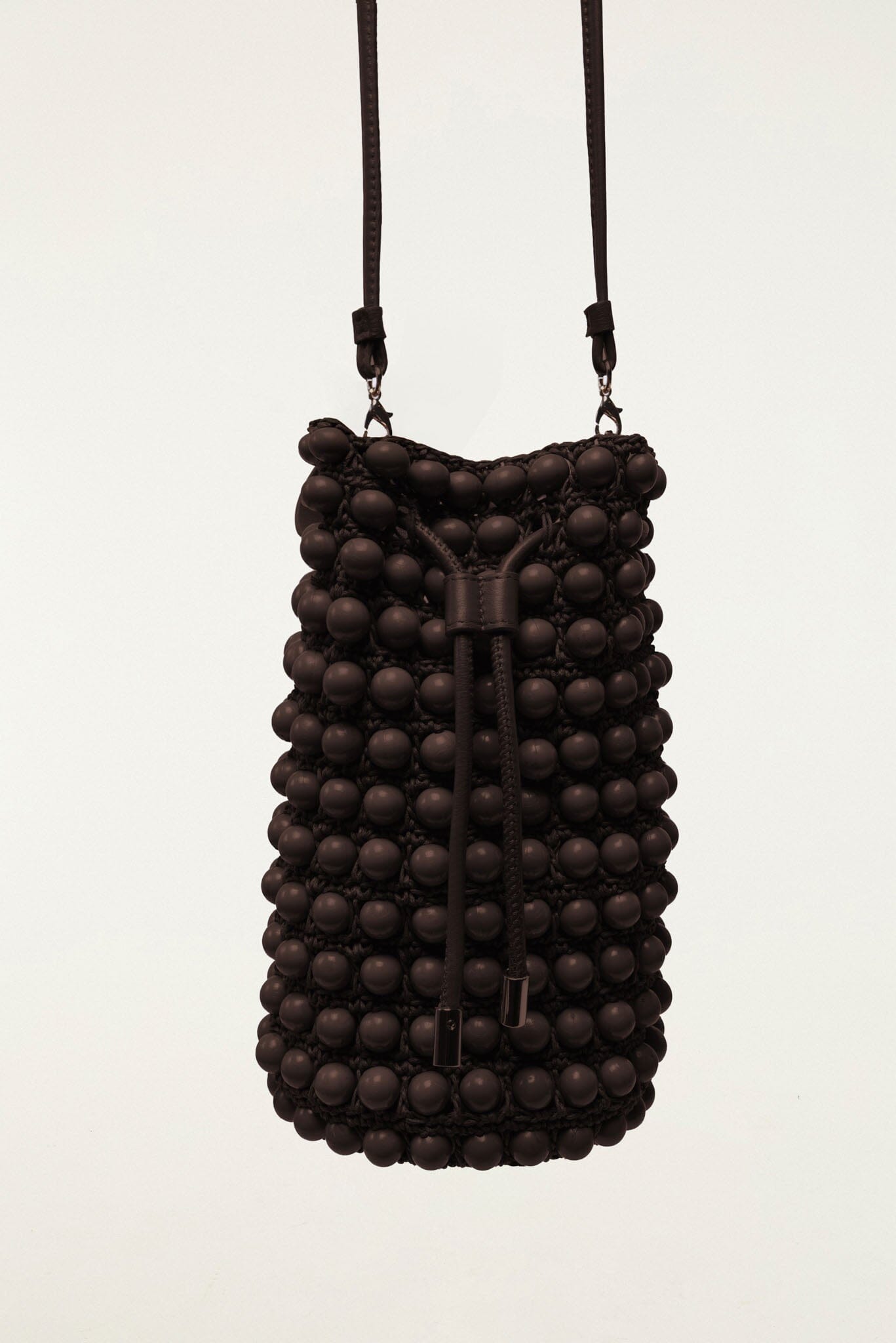 FARM Rio model wearing the Beaded Macrame Bucket Bag