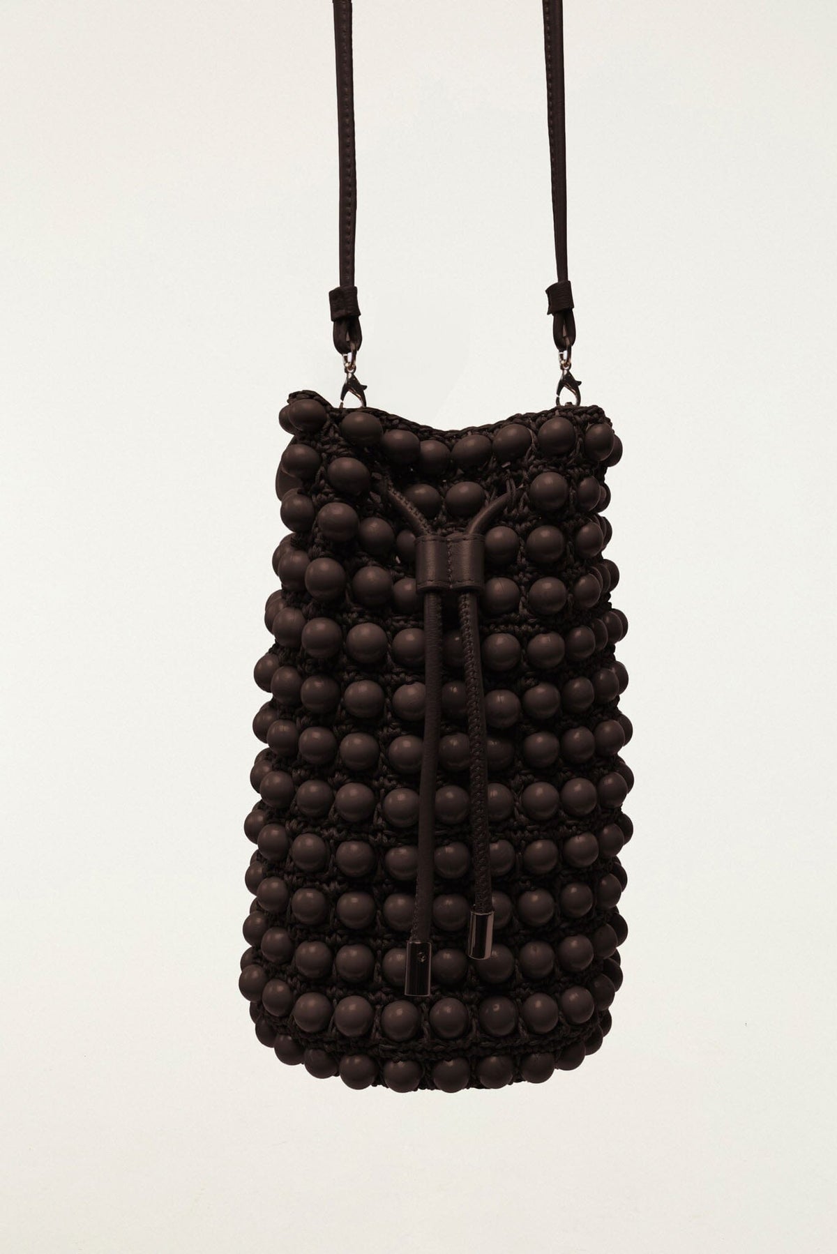 FARM Rio model wearing the Beaded Macrame Bucket Bag