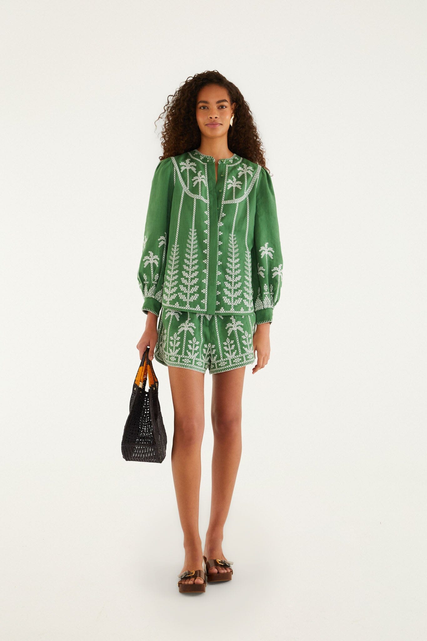 Bicolor Cross Stich Embroidery Blouse Long Sleeve | FARM Rio