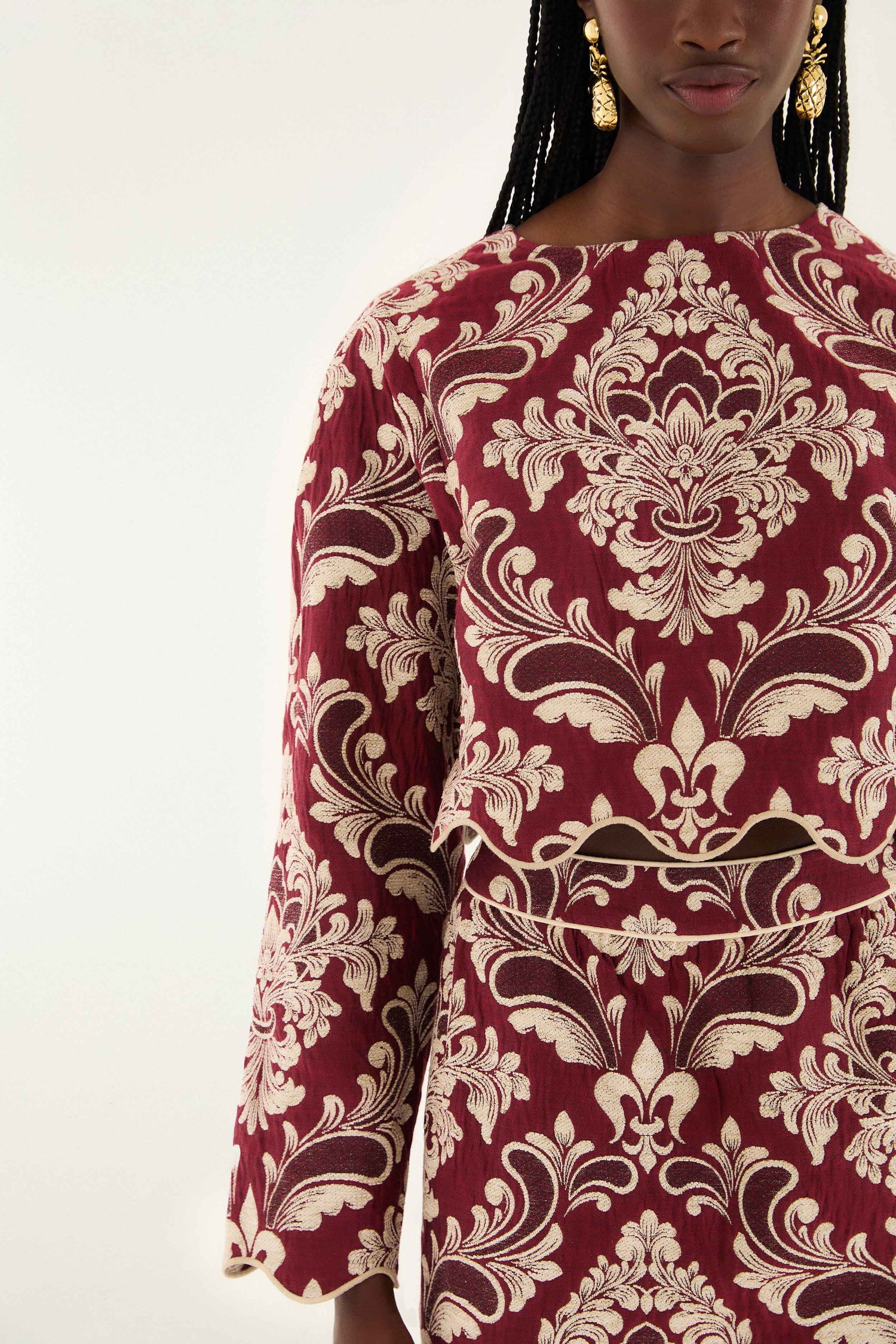 Bicolor Jacquard Waves Long Sleeve Top | FARM Rio Bicolor Jacquard Waves Long Sleeve Top | FARM Rio