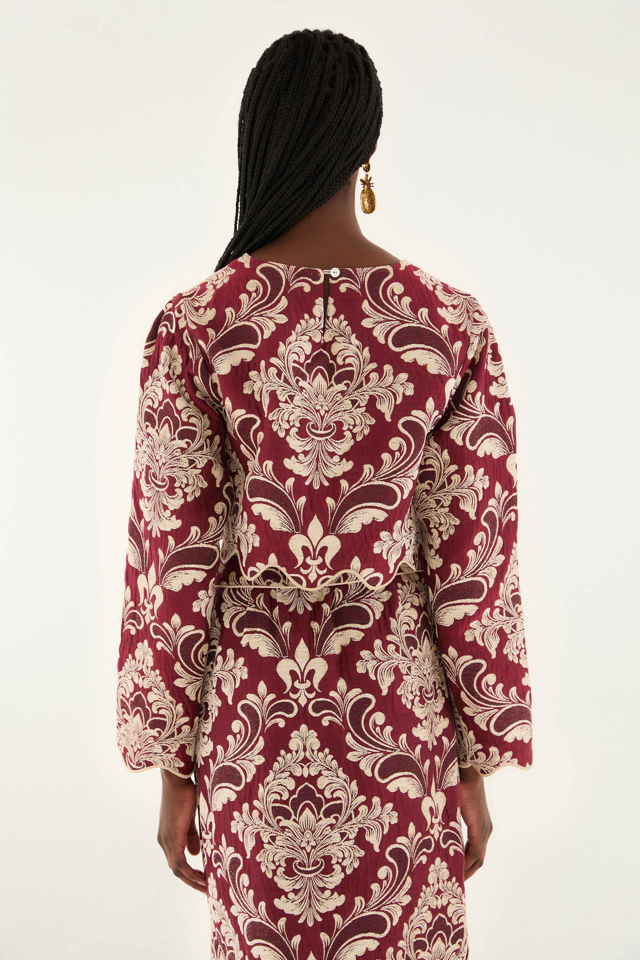 Bicolor Jacquard Waves Long Sleeve Top | FARM Rio