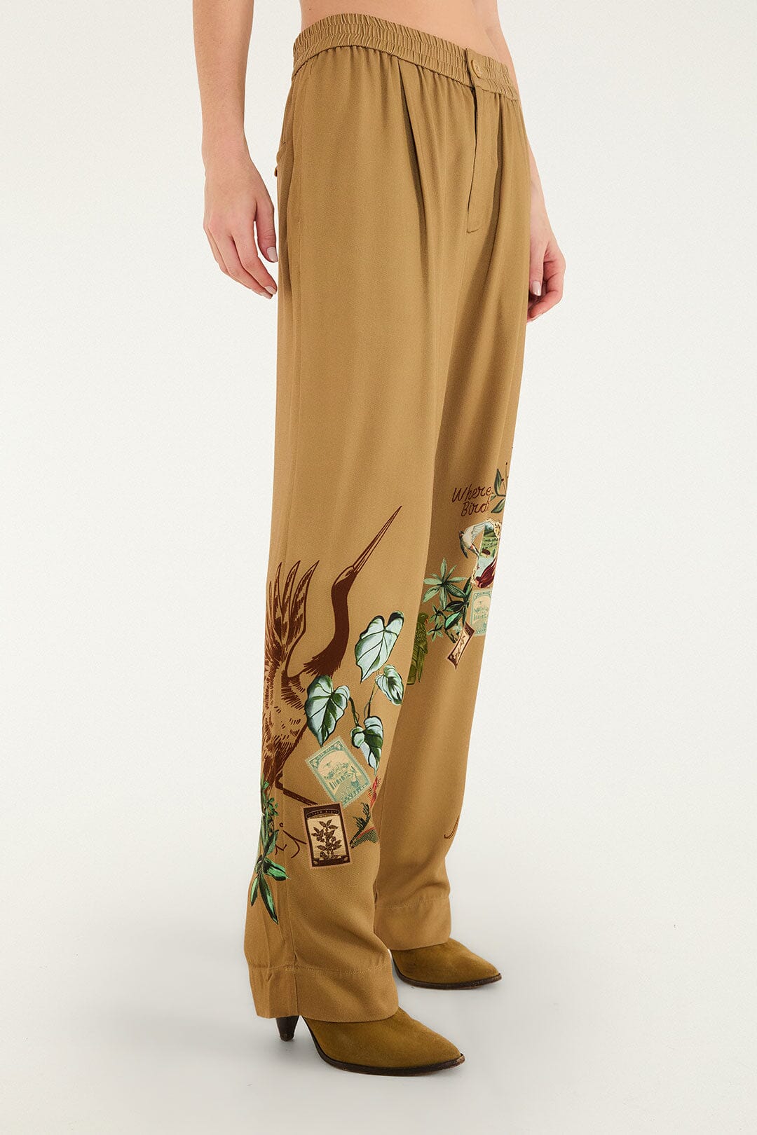 FARM Rio model wearing the Bird Poetry Pants