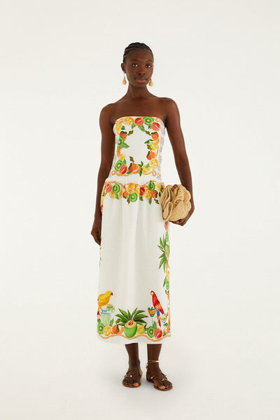 Biricutico Scarf Off-White Strapless Maxi Dress