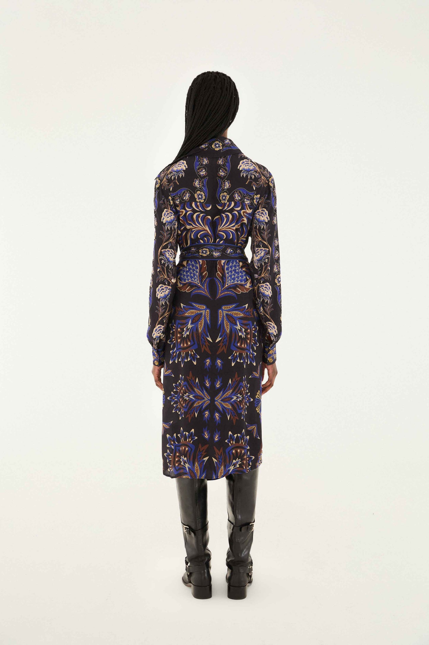 Farm Rio Arabesque Mix Scarves Midi Shirt Dress - Arabesque Mix Scarves Black Farm Rio Arabesque Mix Scarves Midi Shirt Dress - Arabesque Mix Scarves Black