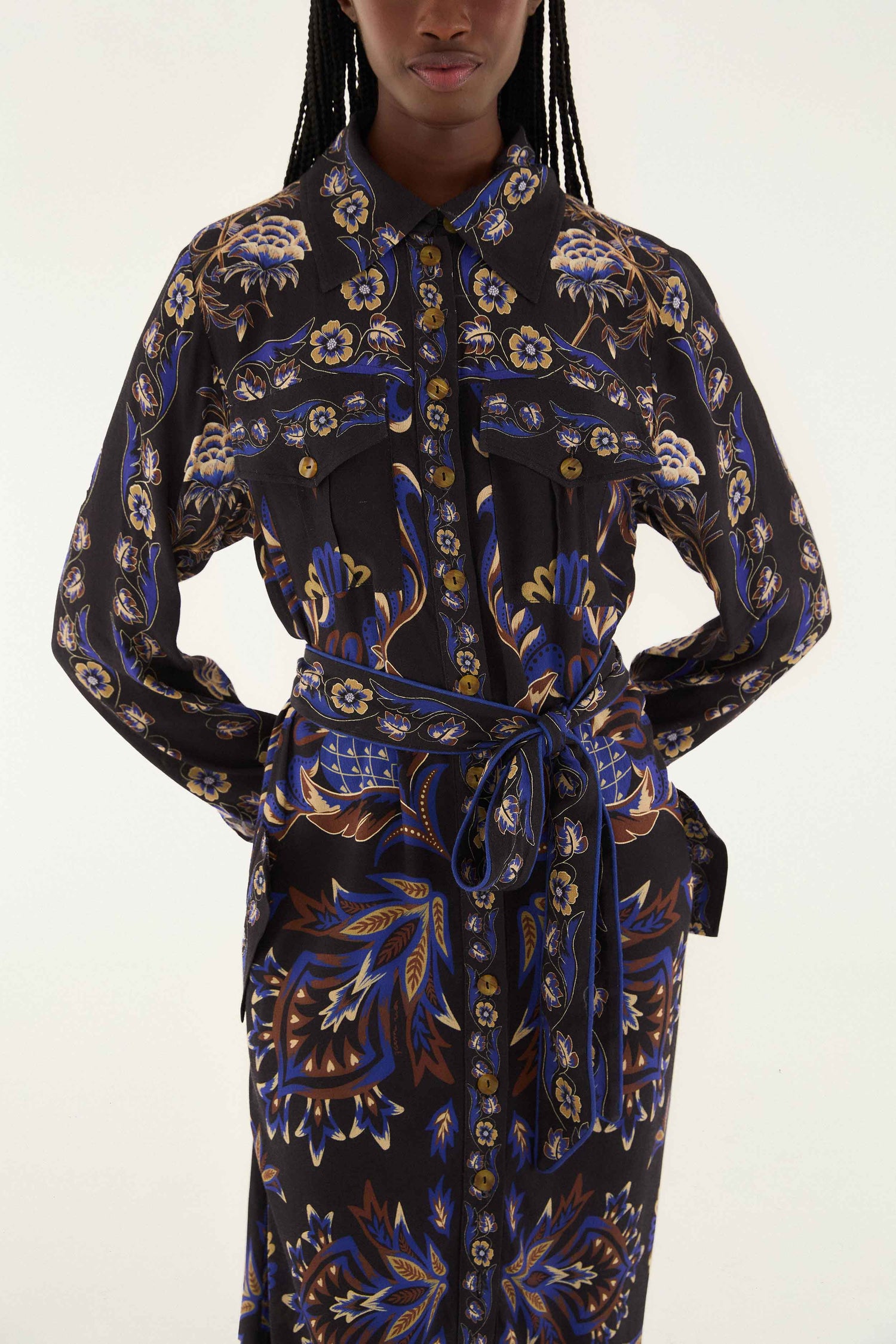 Black Arabesque Mix Scarves Midi Dress | FARM Rio Black Arabesque Mix Scarves Midi Dress | FARM Rio