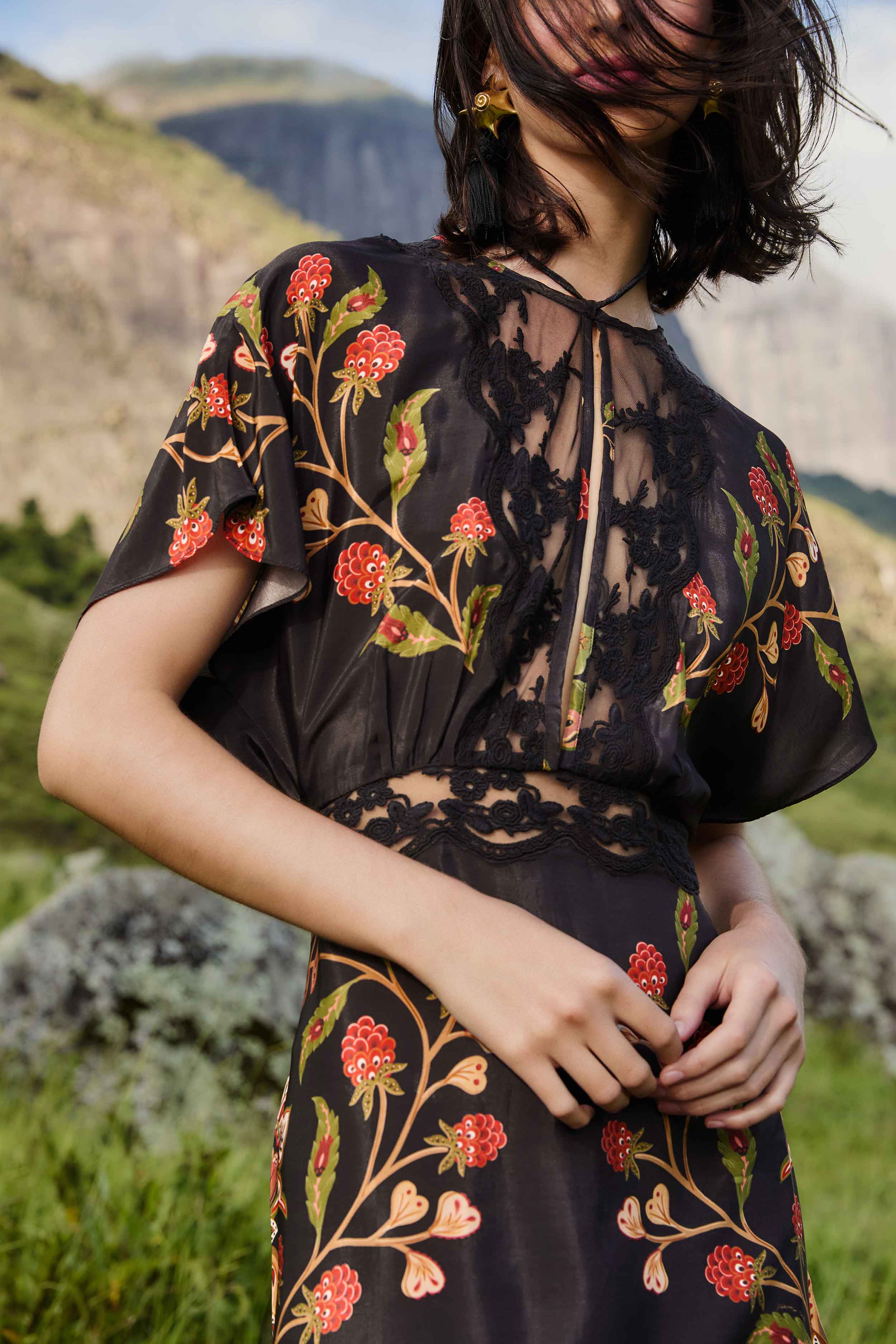 Black Berry Garden Mini Dress | FARM Rio