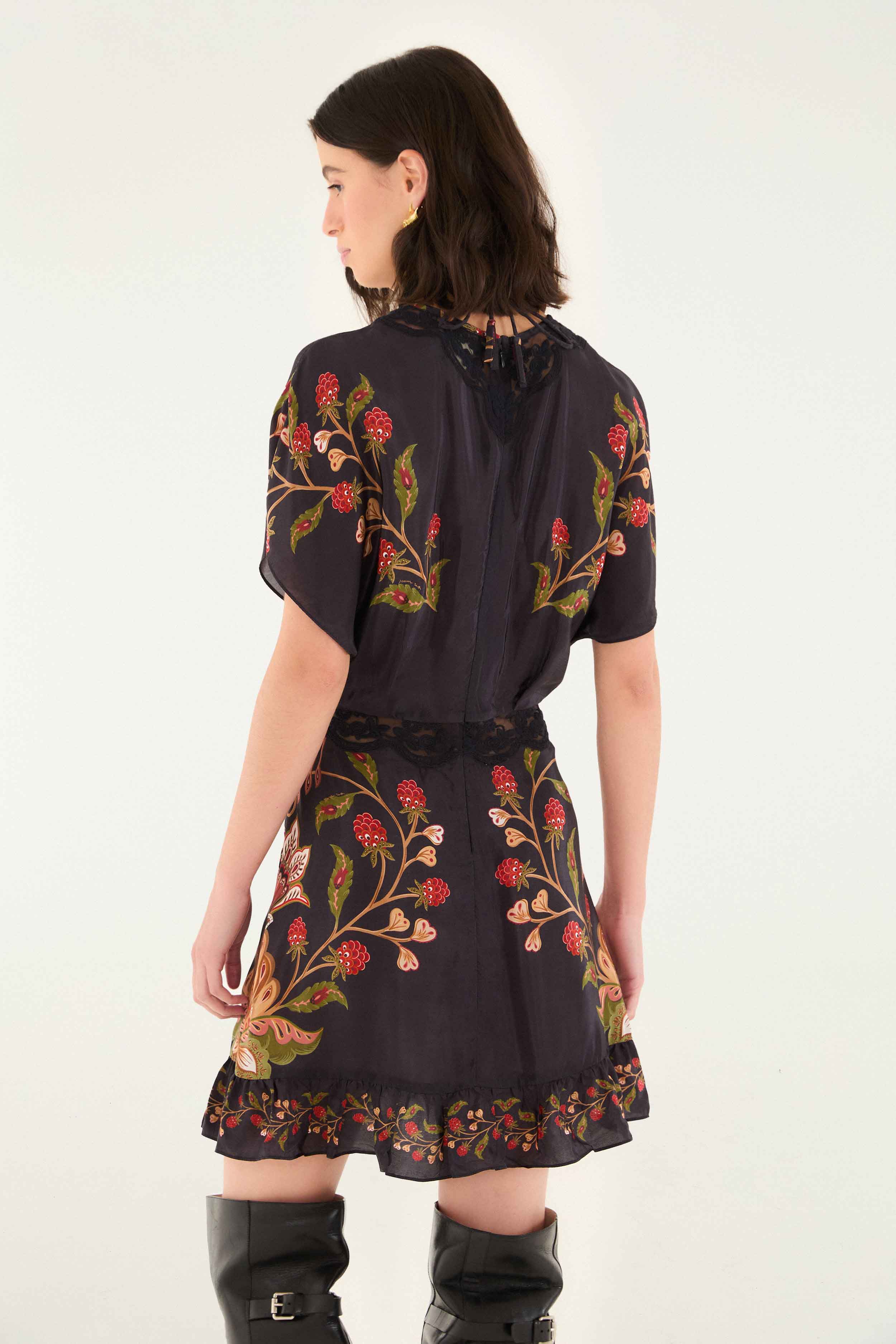 Black Berry Garden Mini Dress | FARM Rio