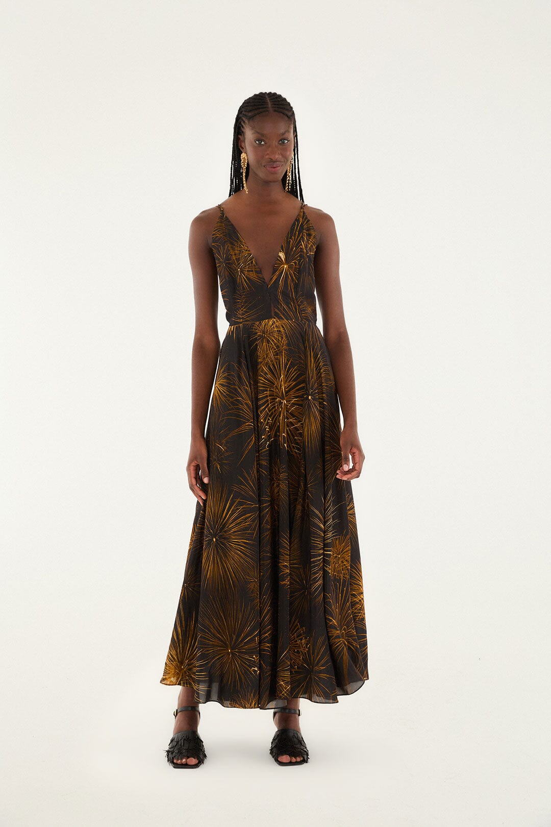 FARM Rio Provisrio Printed Open Back Maxi Dress - Fireworks Black FARM Rio Provisrio Printed Open Back Maxi Dress - Fireworks Black