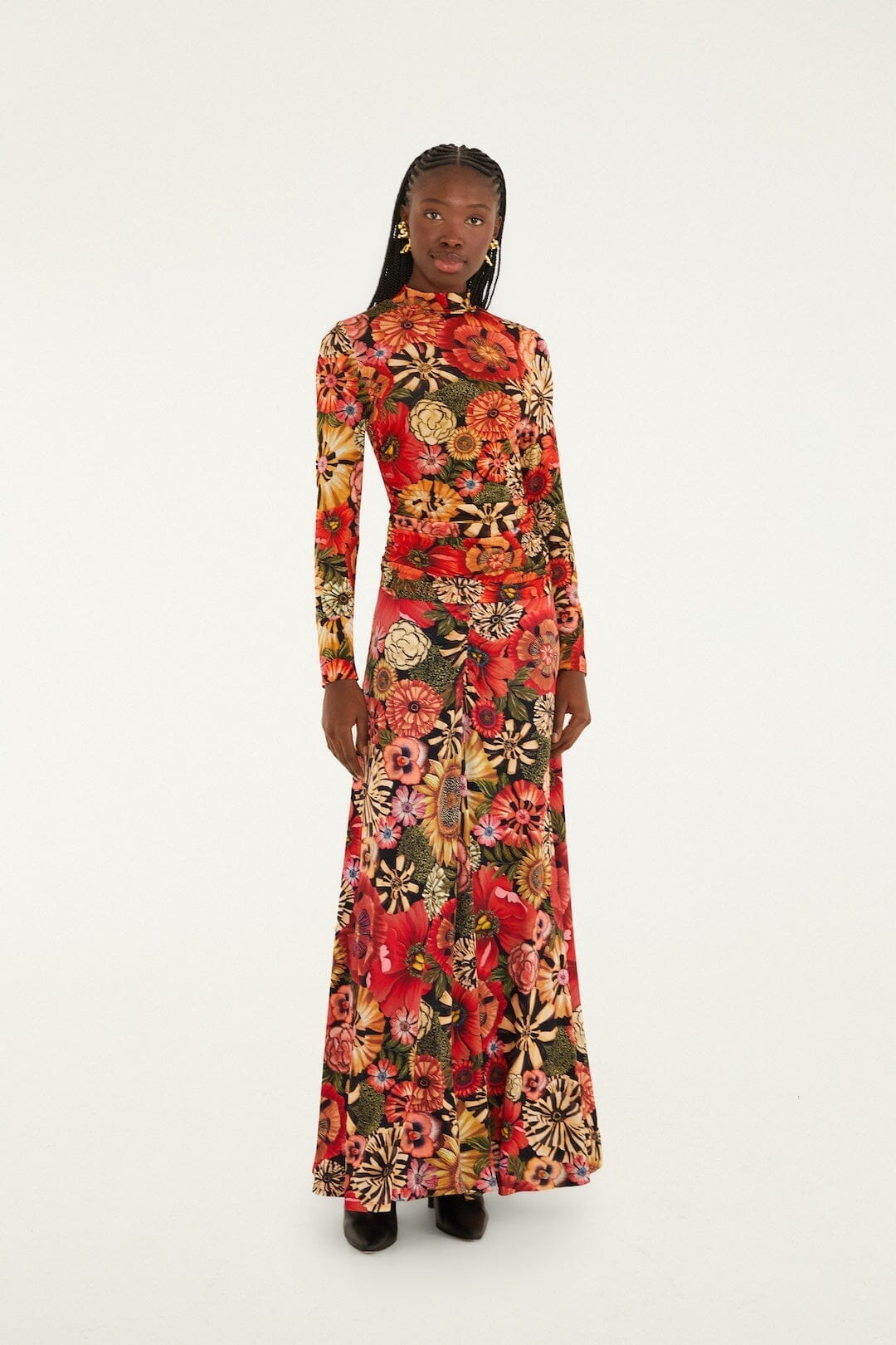 Black Flowershop Ruched Waist Jersey Blouse | FARM Rio