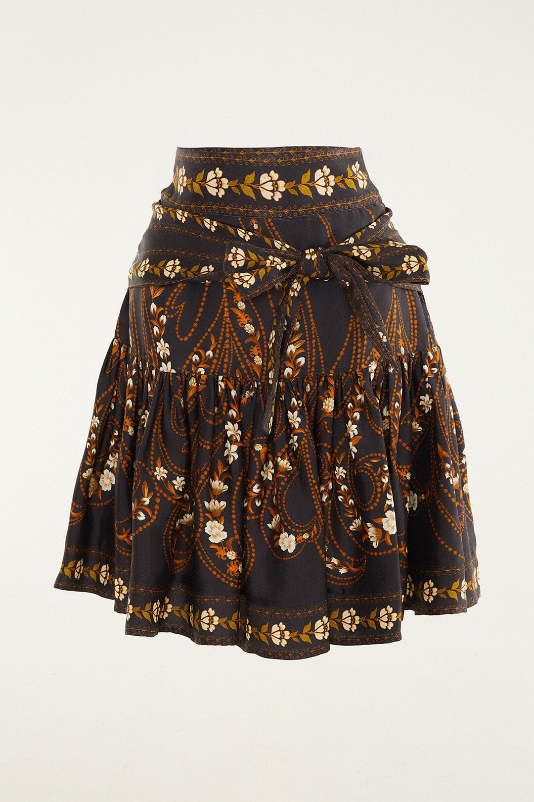 Black Garden Belted Lenzing™ Ecovero™ Viscose Mini Skirt