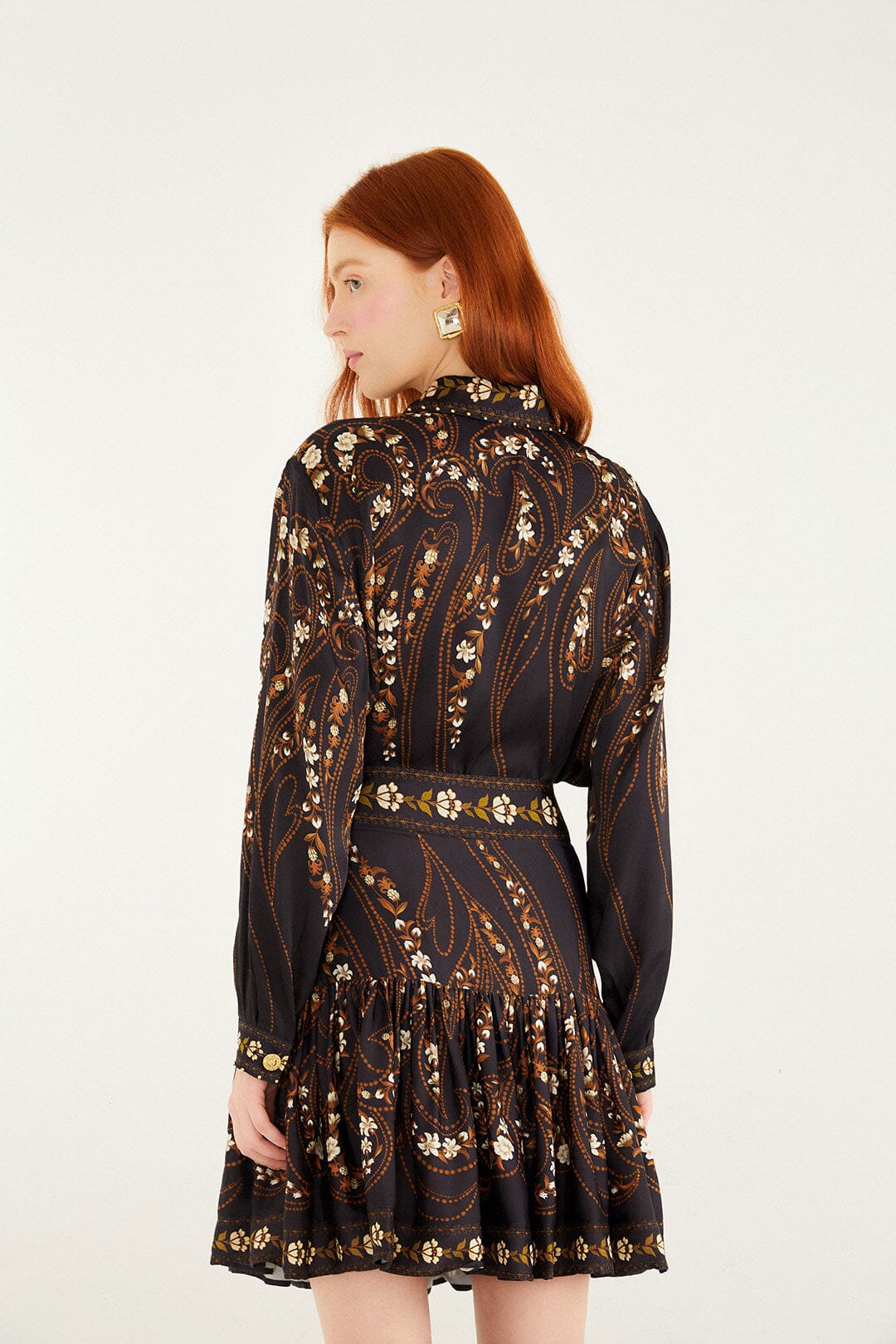 farm rio black winter garden dress Farm Rio Winter Garden Floral Print Long Sleeve Dress In Black
