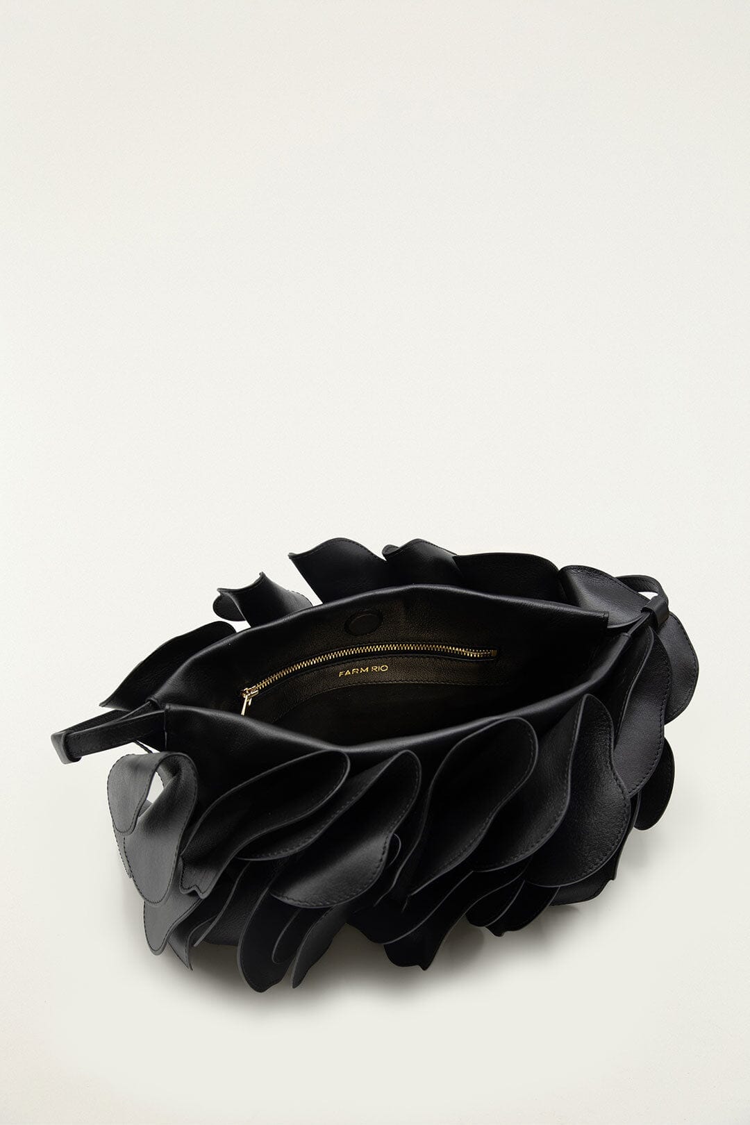 Black Leather Shoulder Flower Bag | FARM Rio