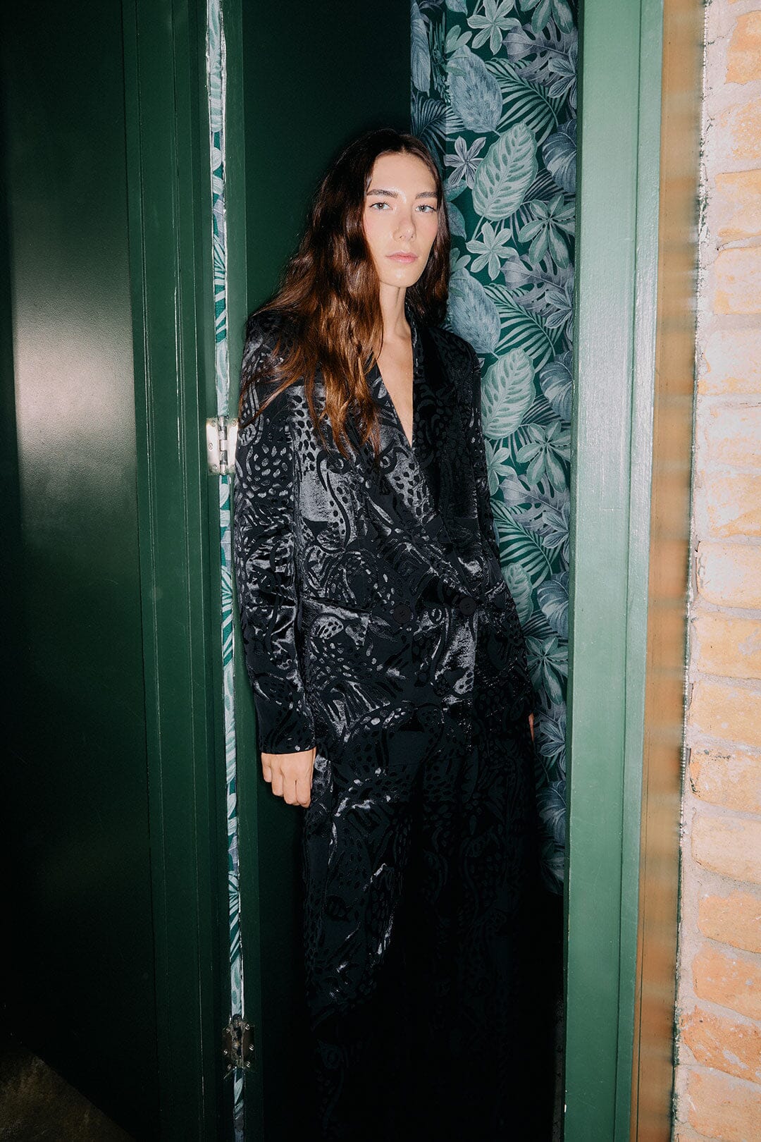 Black Leopard Buttoned Jacquard Blazer | FARM Rio