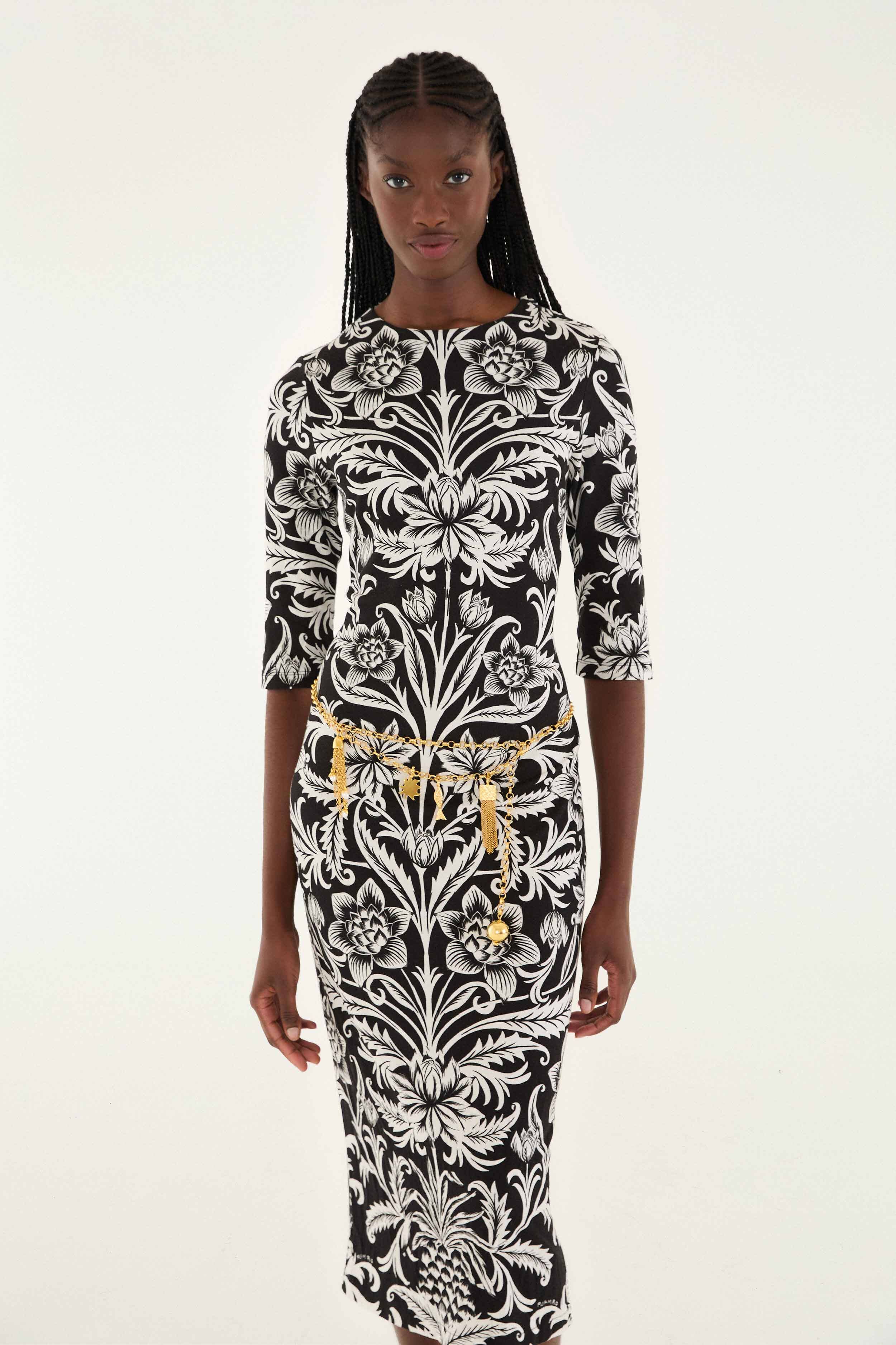 Black Lisbon Lenzing™ Ecovero™ Viscose Jersey Midi Dress | FARM Rio