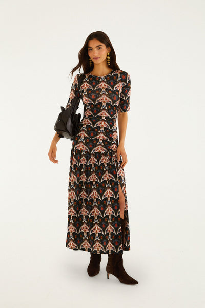 farm rio bright flora brown long sleeve mini dress Dresses: Maxi, Midi, Mini, Floral & More – Page 3 – Sleeve type Gown Fancy Wear LOFT Beach Dobby Stripe Size:FR 50 - Preorder