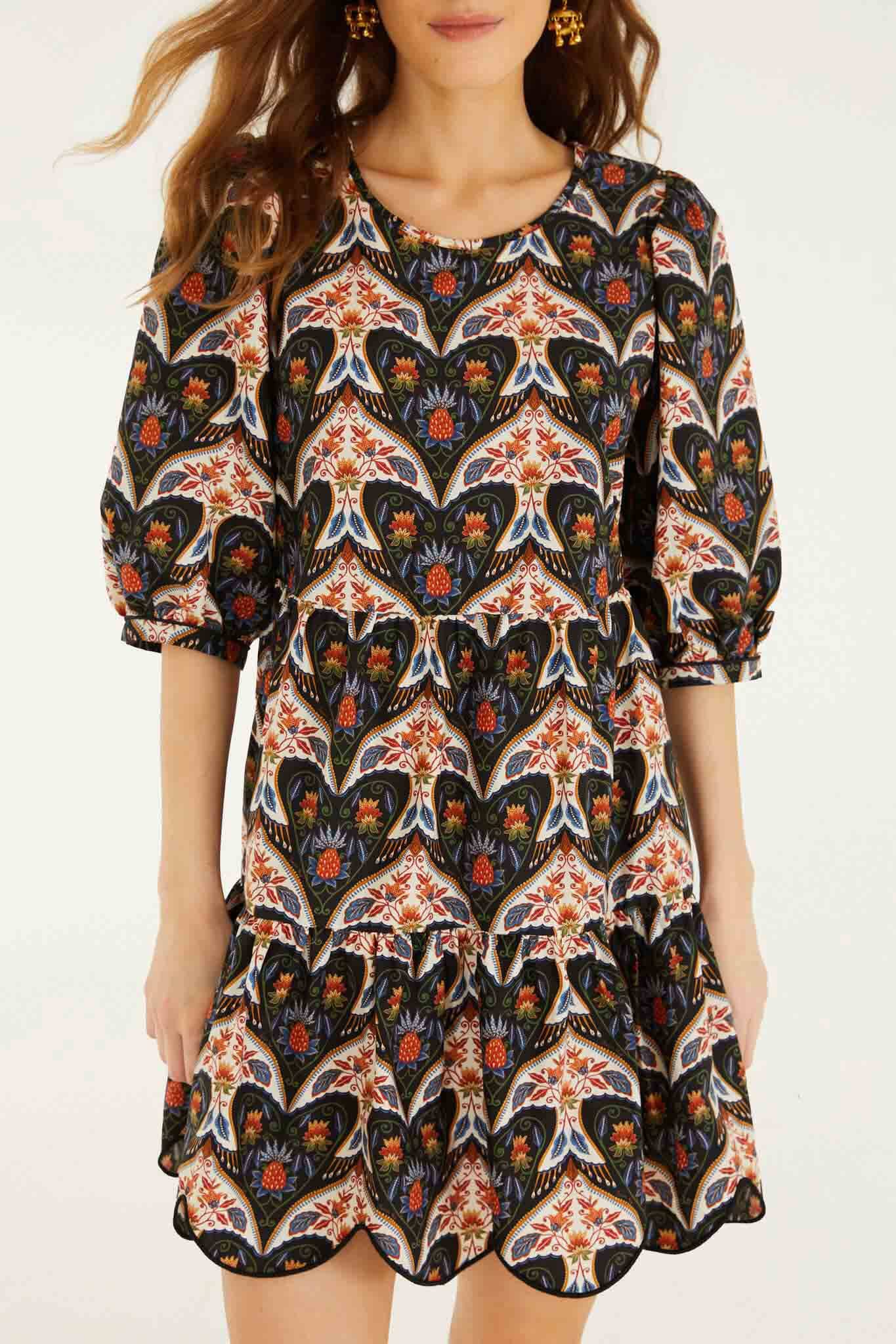 farm rio black palermo puff sleeve mini dress Farm Rio Active Palermo Puff Sleeve Mini Dress - Palermo Black