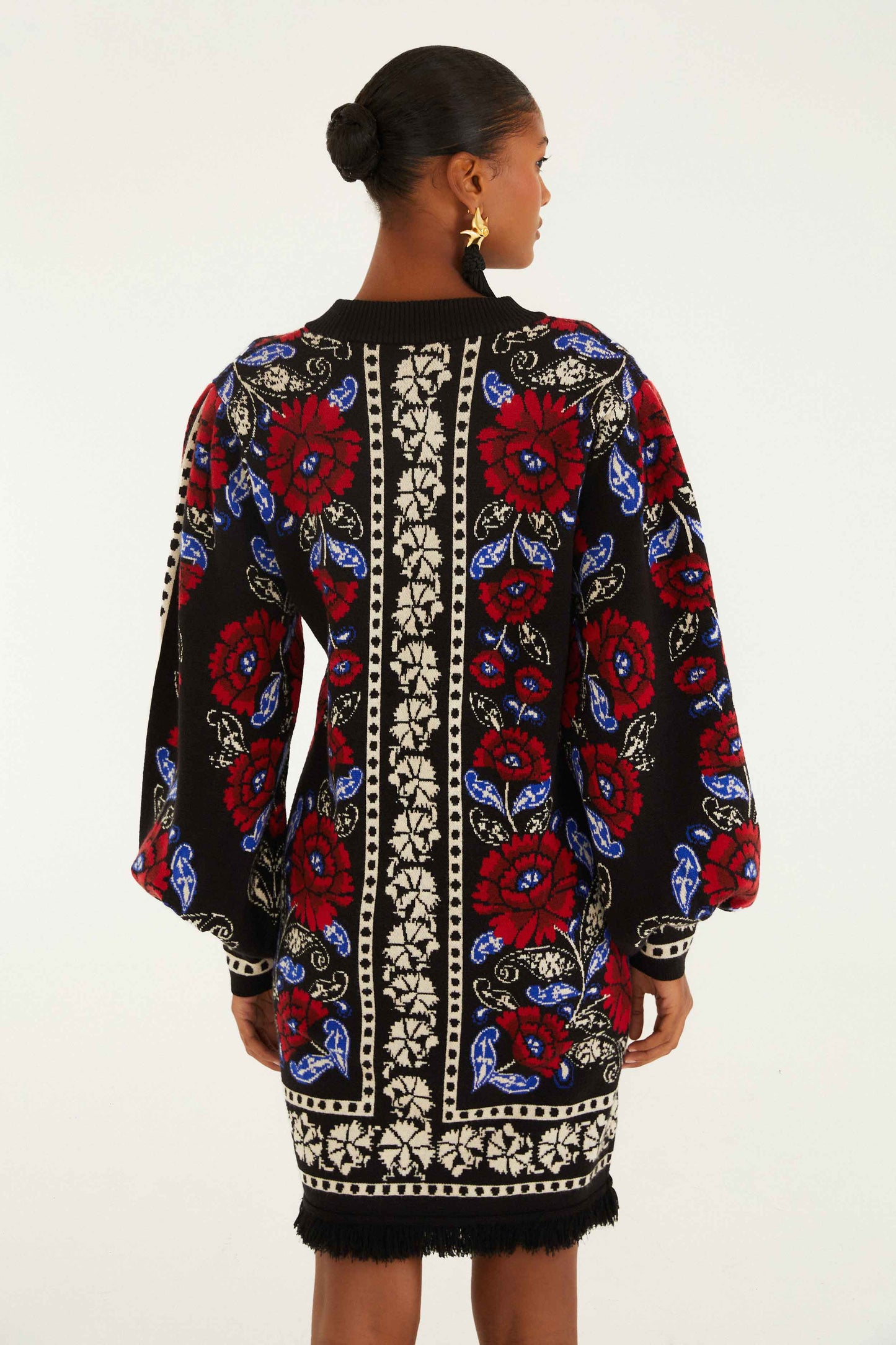 Black Valentina Puff Sleeve Knit Dress