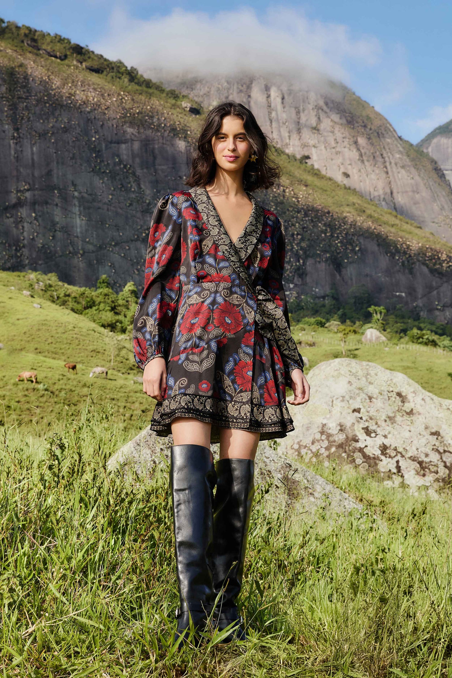 Black Valentina Wrap Lenzing™ Ecovero™ Viscose Mini Dress