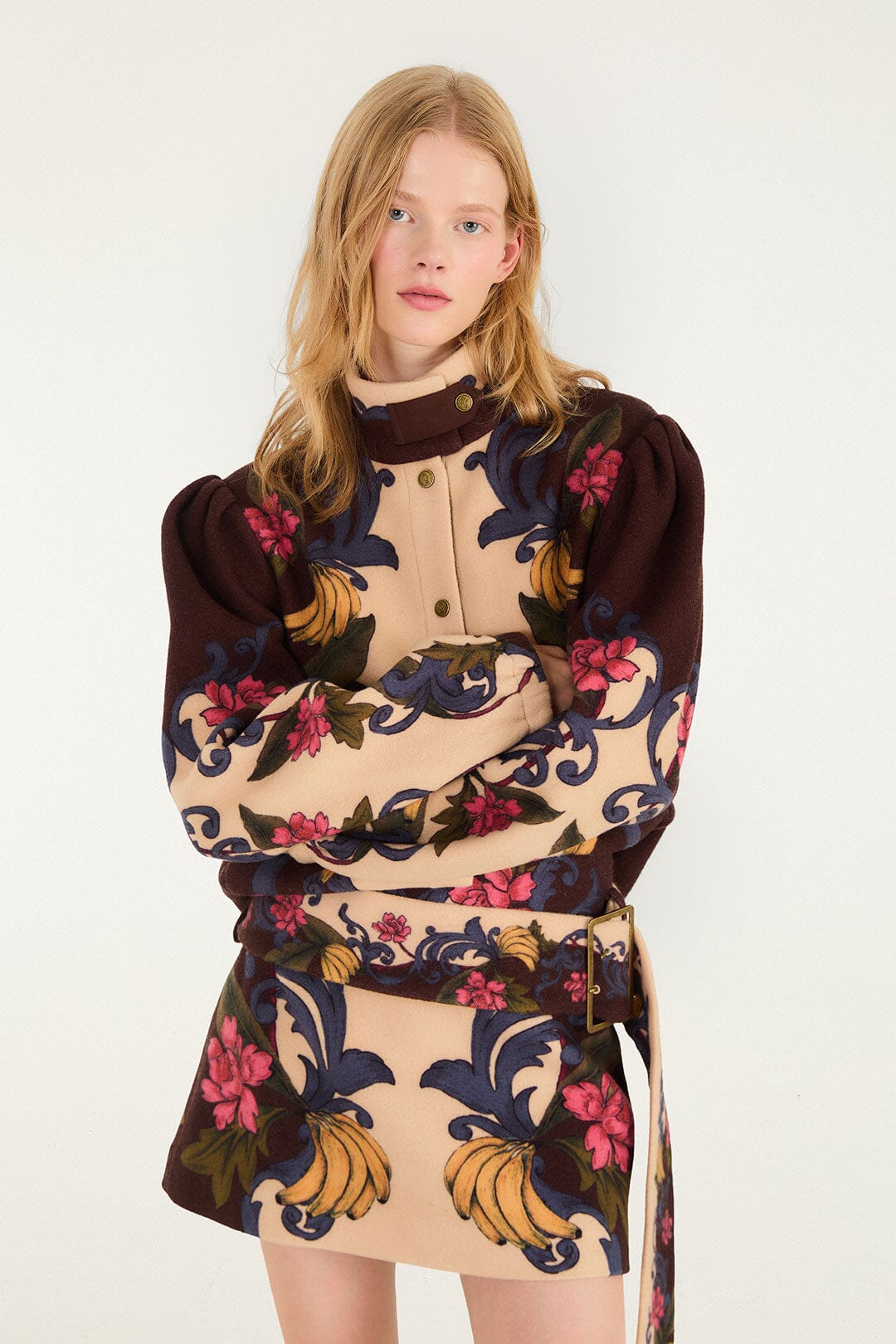 FARM Rio model wearing the Bloom In Between Belted Mini Skirt