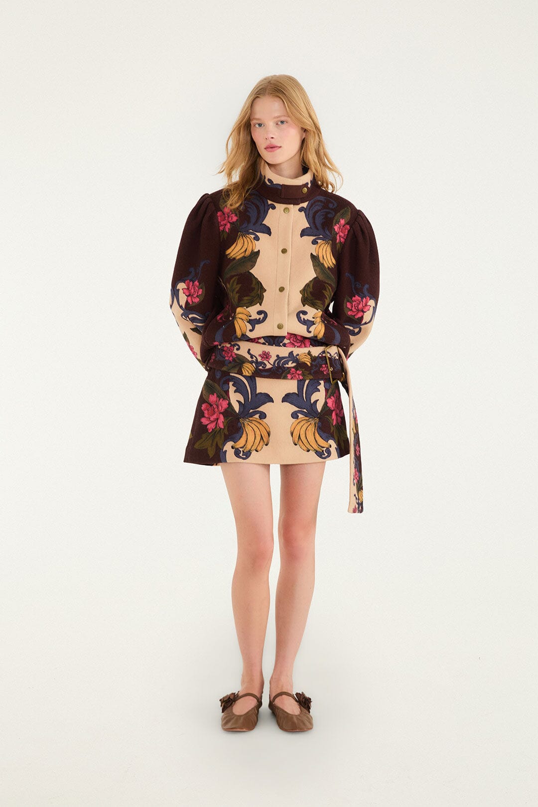 FARM Rio model wearing the Bloom In Between Belted Mini Skirt