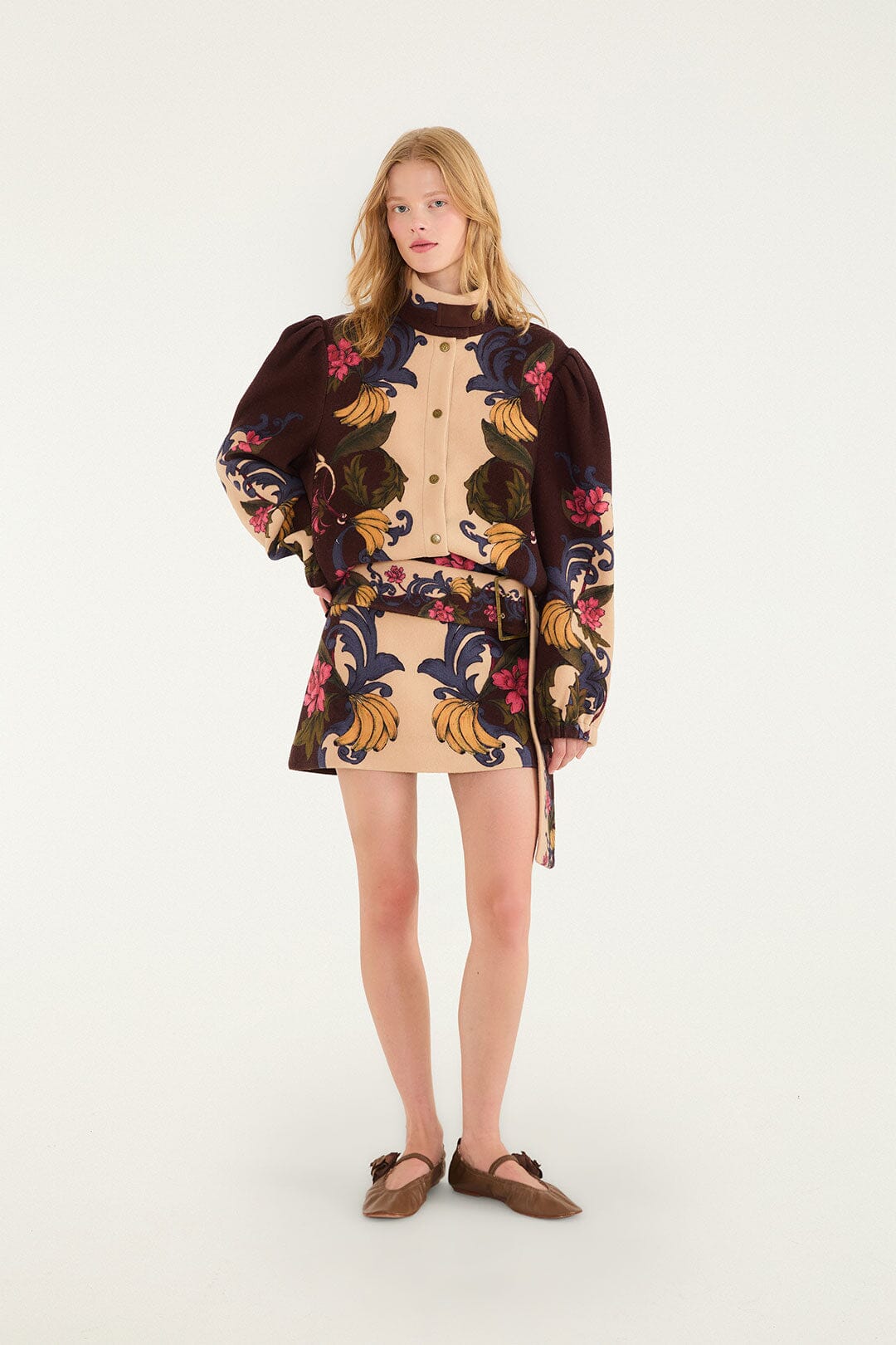 FARM Rio model wearing the Bloom In Between High Neck Fleece Jacket