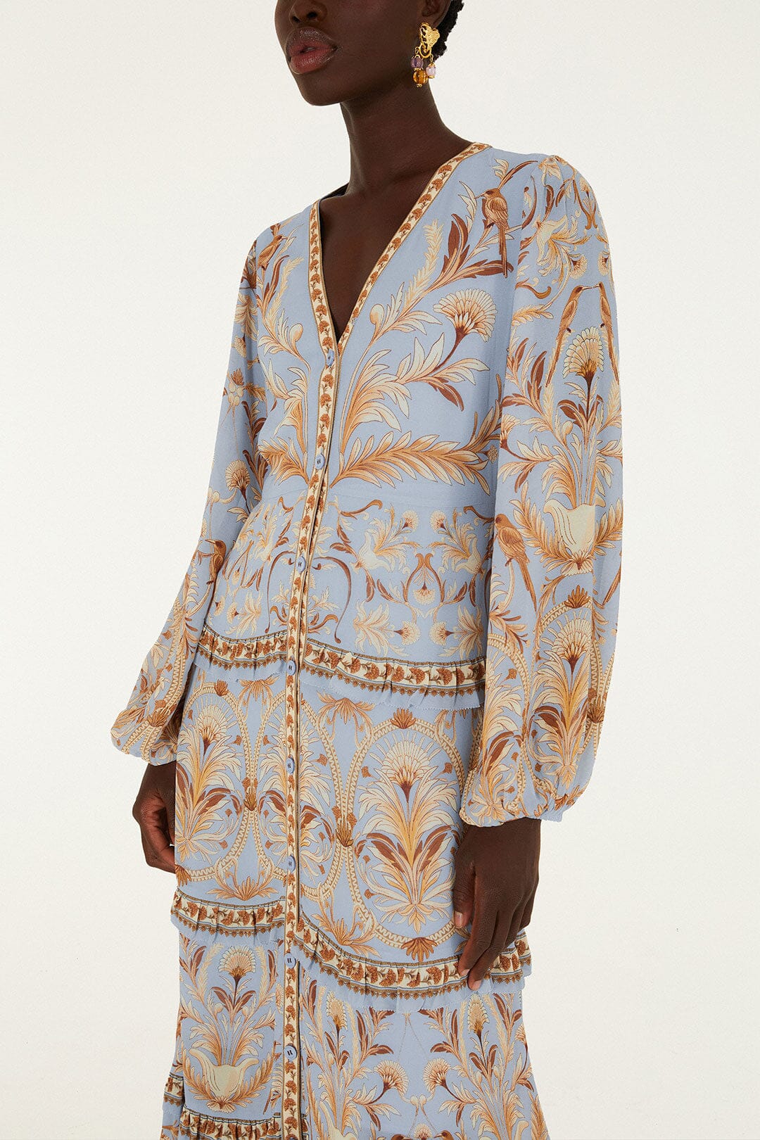 FARM Rio model wearing the Blooming Garden Maxi Dress