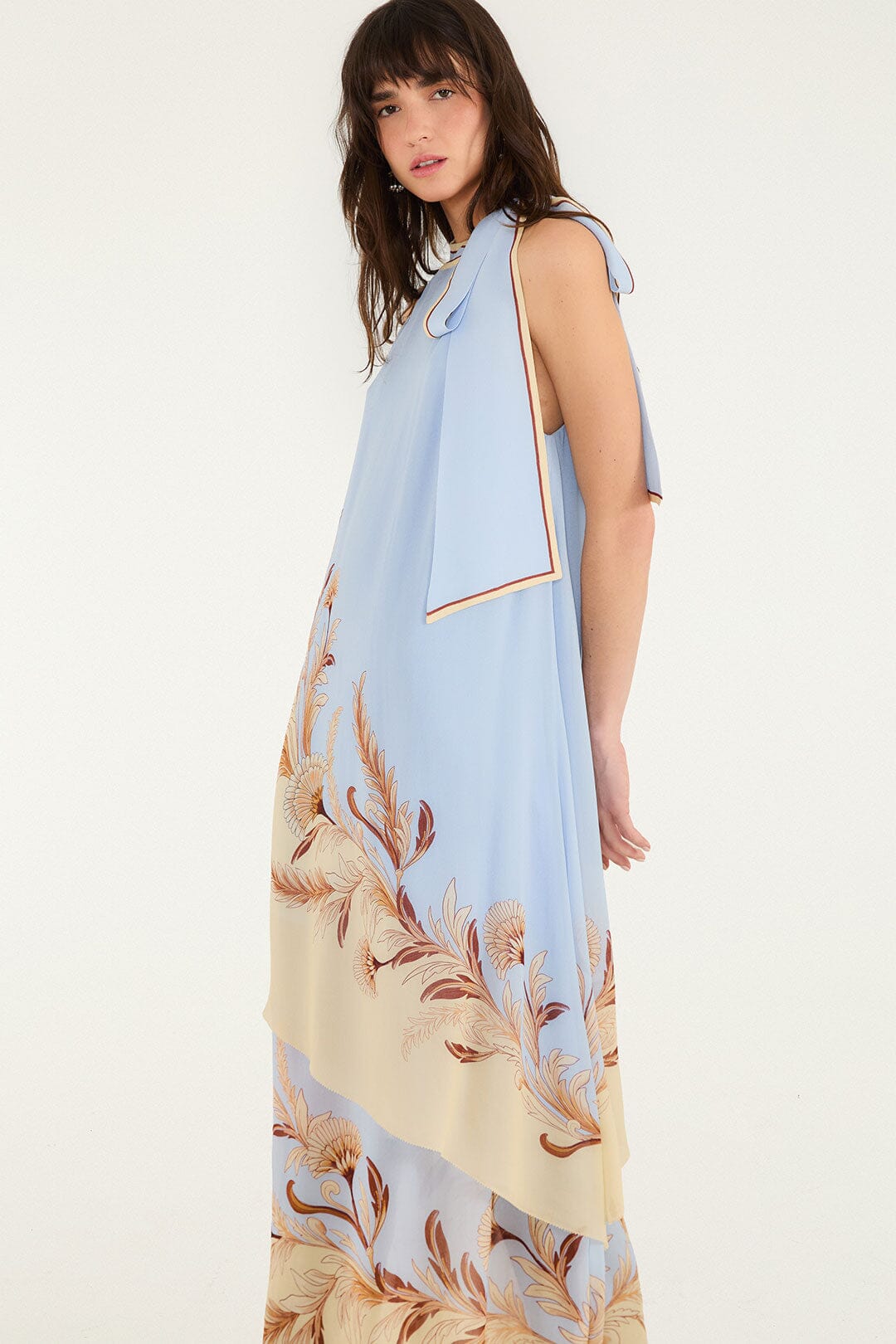 FARM Rio model wearing the Blooming Garden Sleeveless Maxi Dress
