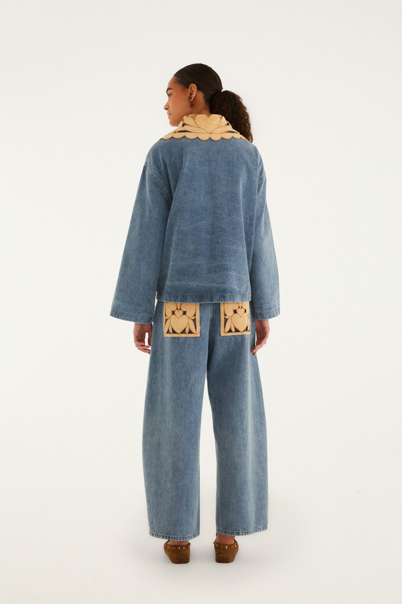 Blue Denim Richelieu Wide-Leg Pants | FARM Rio