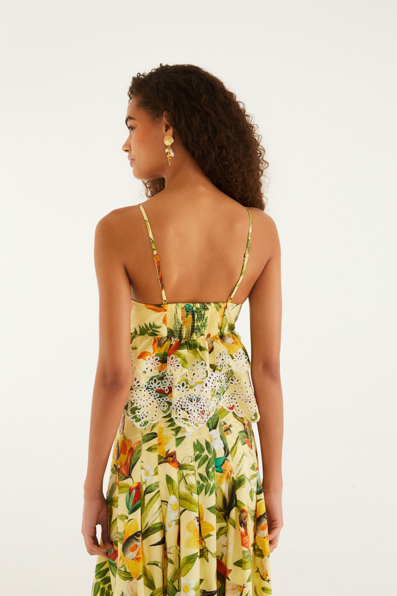 farm rio tropical collage midi dress Off-White Tropi Embroidered Maxi Dress
