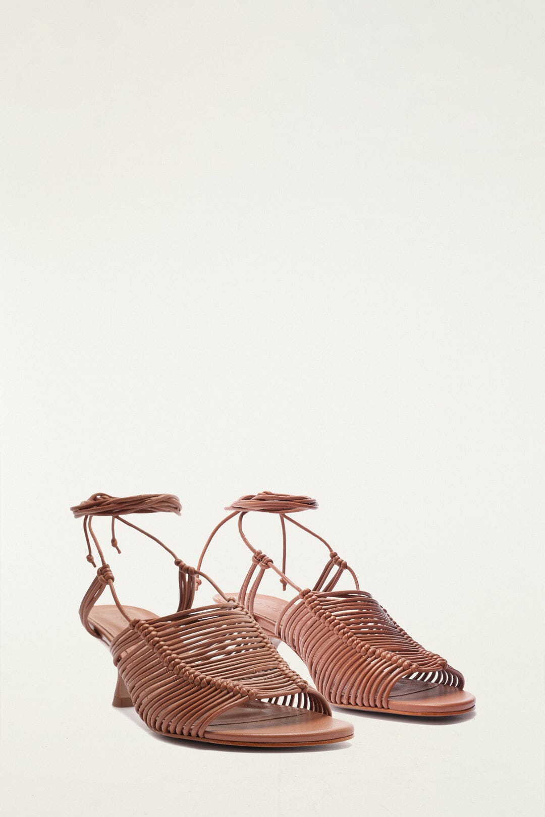 FARM Rio model wearing the Brown Macrame Heeled Sandal