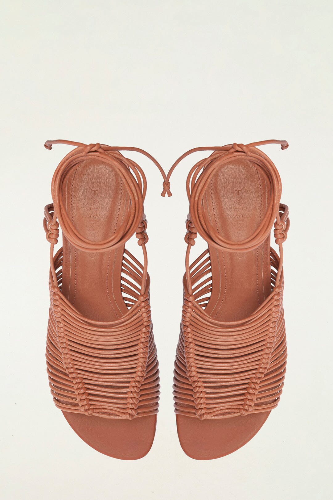 FARM Rio model wearing the Brown Macrame Heeled Sandal