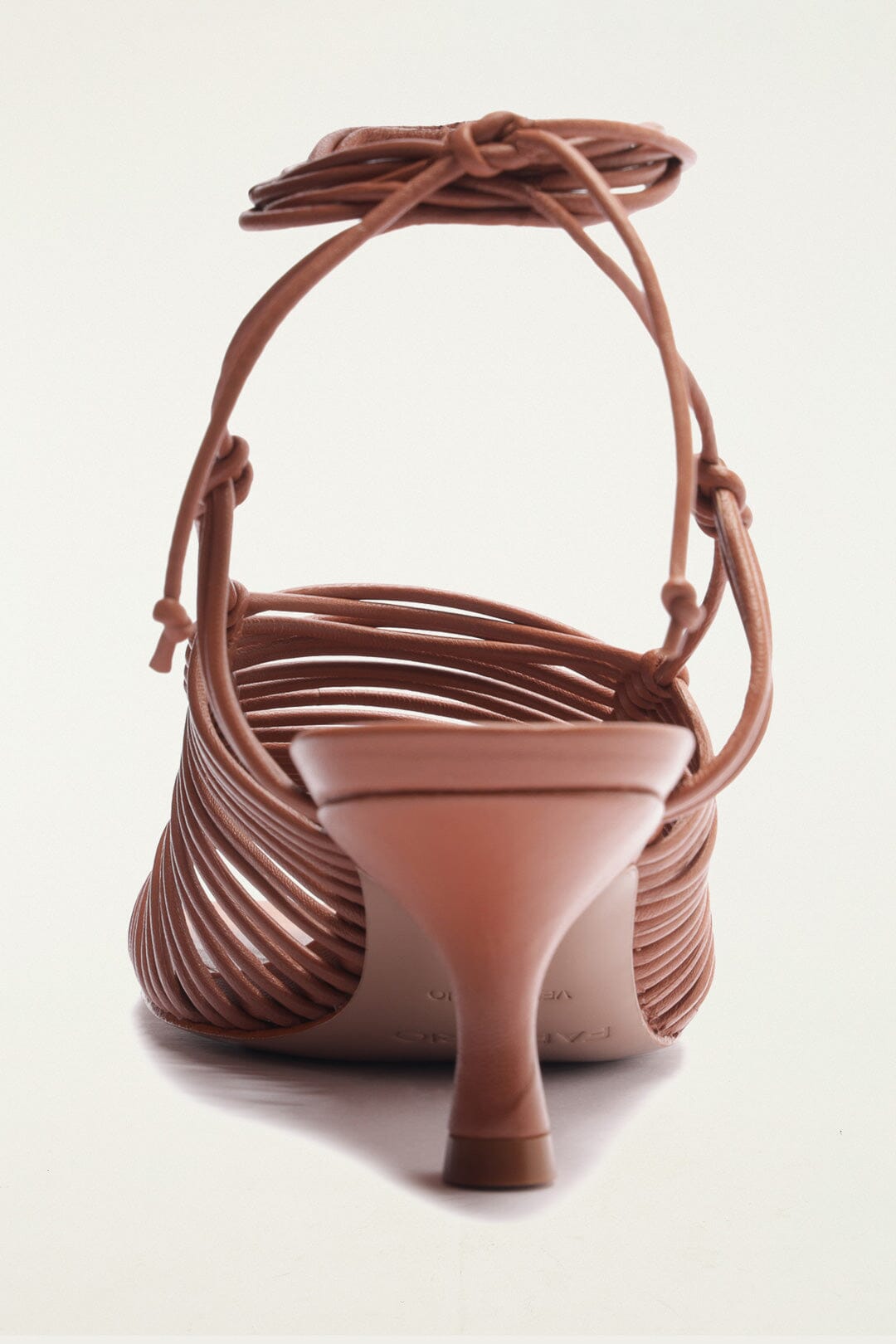 FARM Rio model wearing the Brown Macrame Heeled Sandal