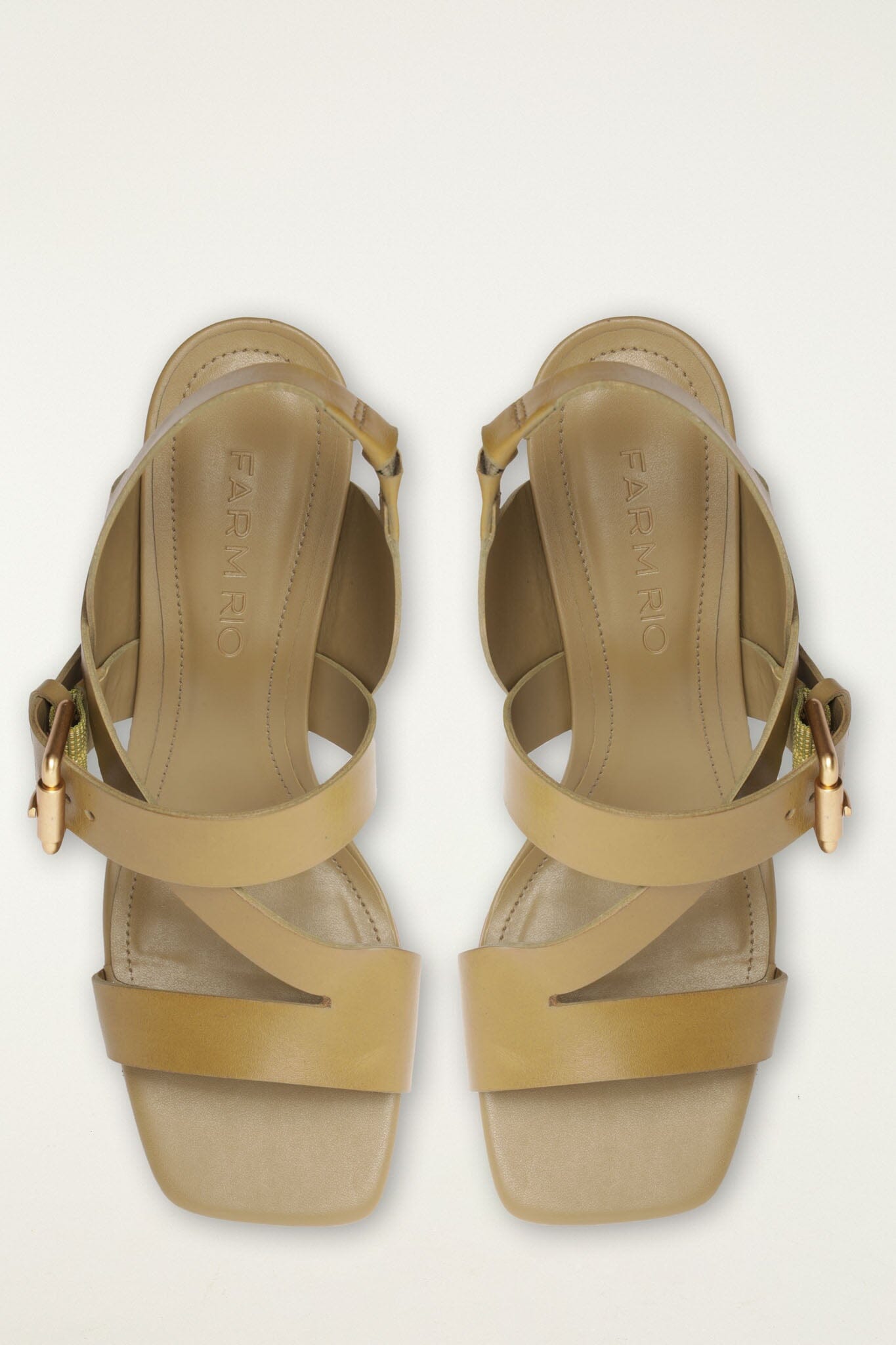 FARM Rio model wearing the Buckle Block Helled Sandal