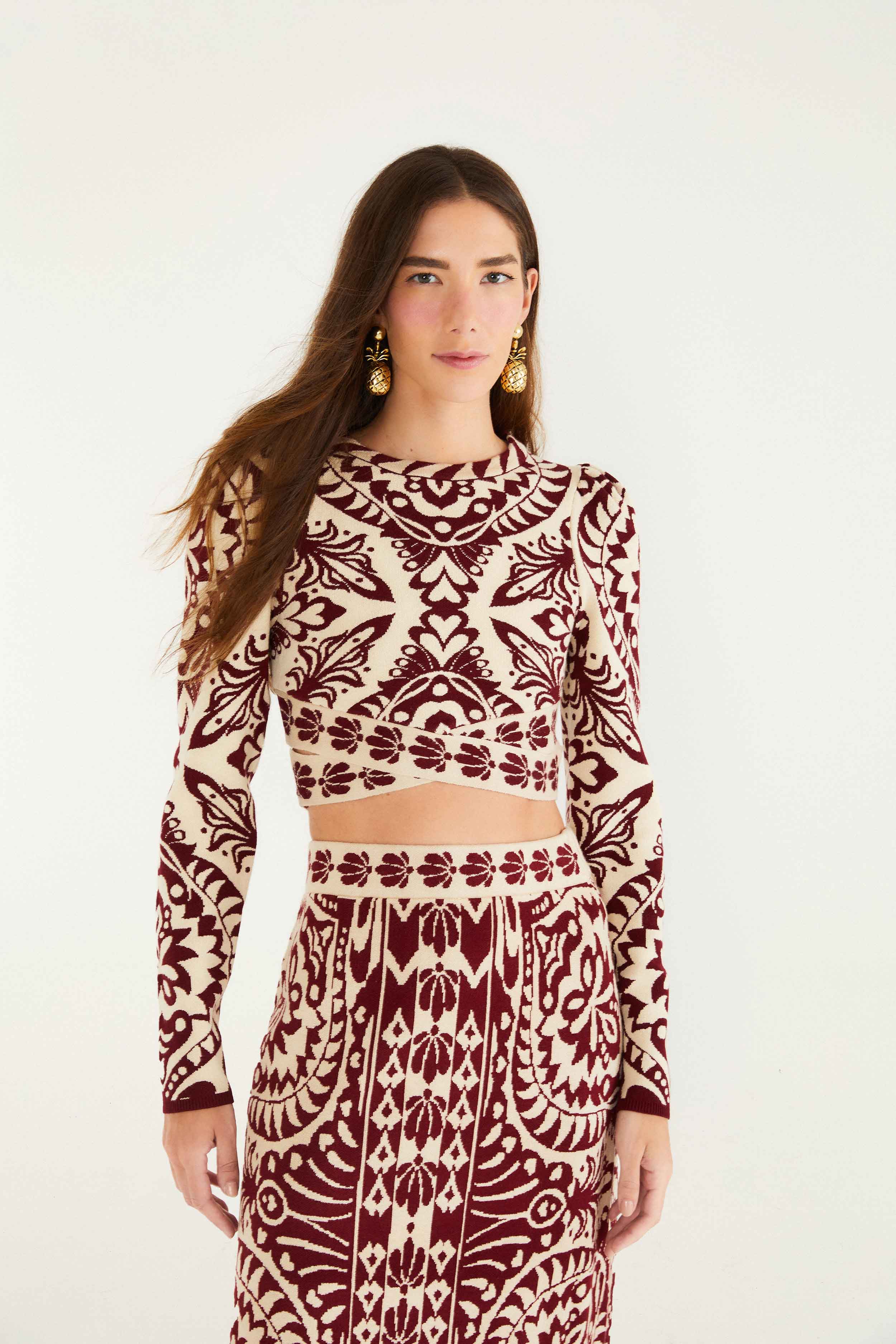 Burgundy Pineapple Love Knit Top | FARM Rio