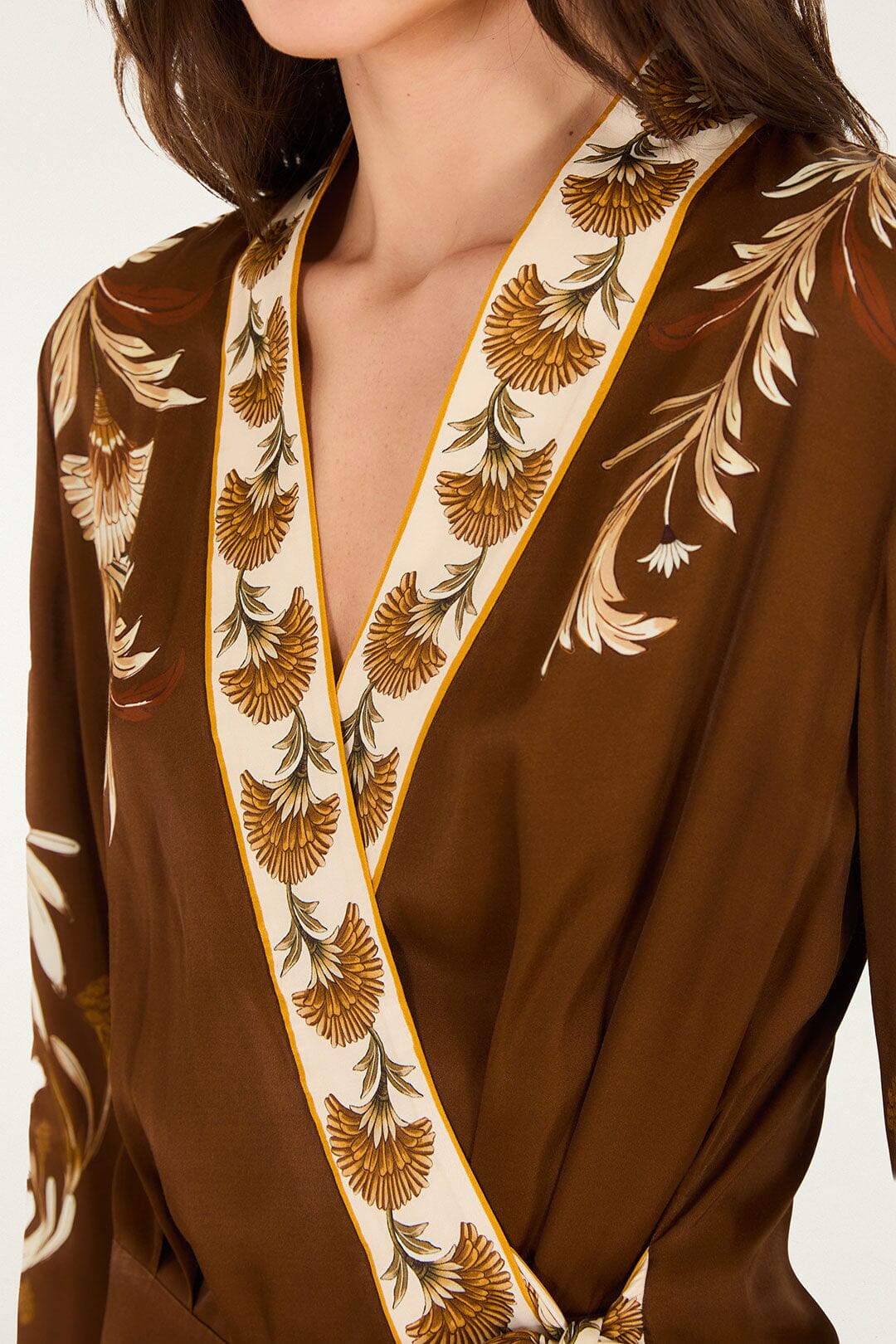 FARM Rio model wearing the Camafeu Long Sleeve Blouse