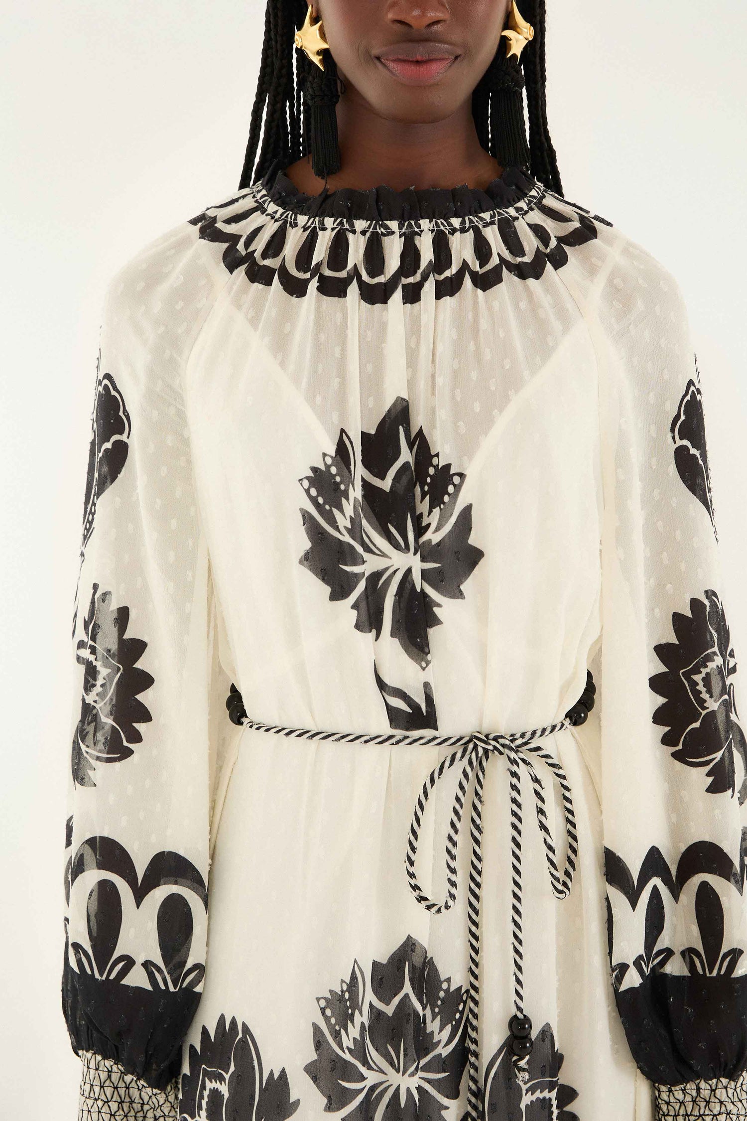 Farm Rio Cream Floral Arabesque Rope Belt Maxi Dress, Floral Arabesque Cream / XXS Farm Rio Cream Floral Arabesque Rope Belt Maxi Dress, Floral Arabesque Cream / XXS