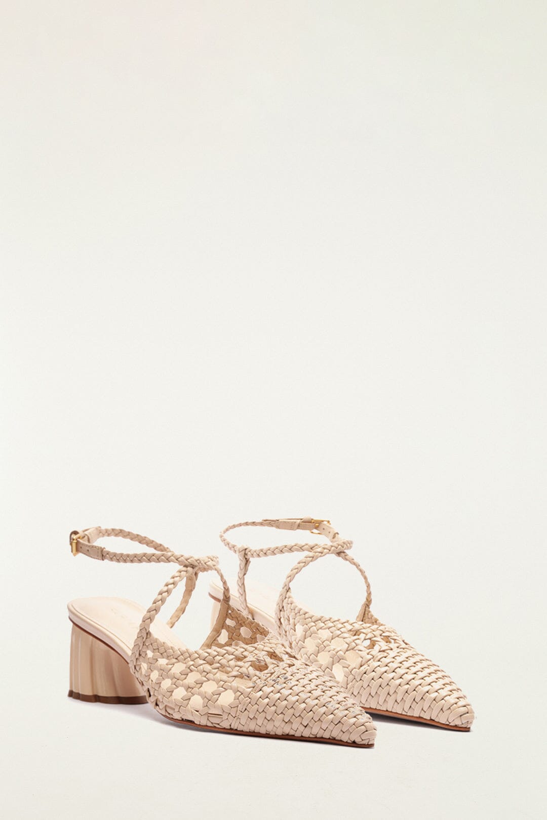 FARM Rio model wearing the Cream Woven Wedge Heeled Sandal