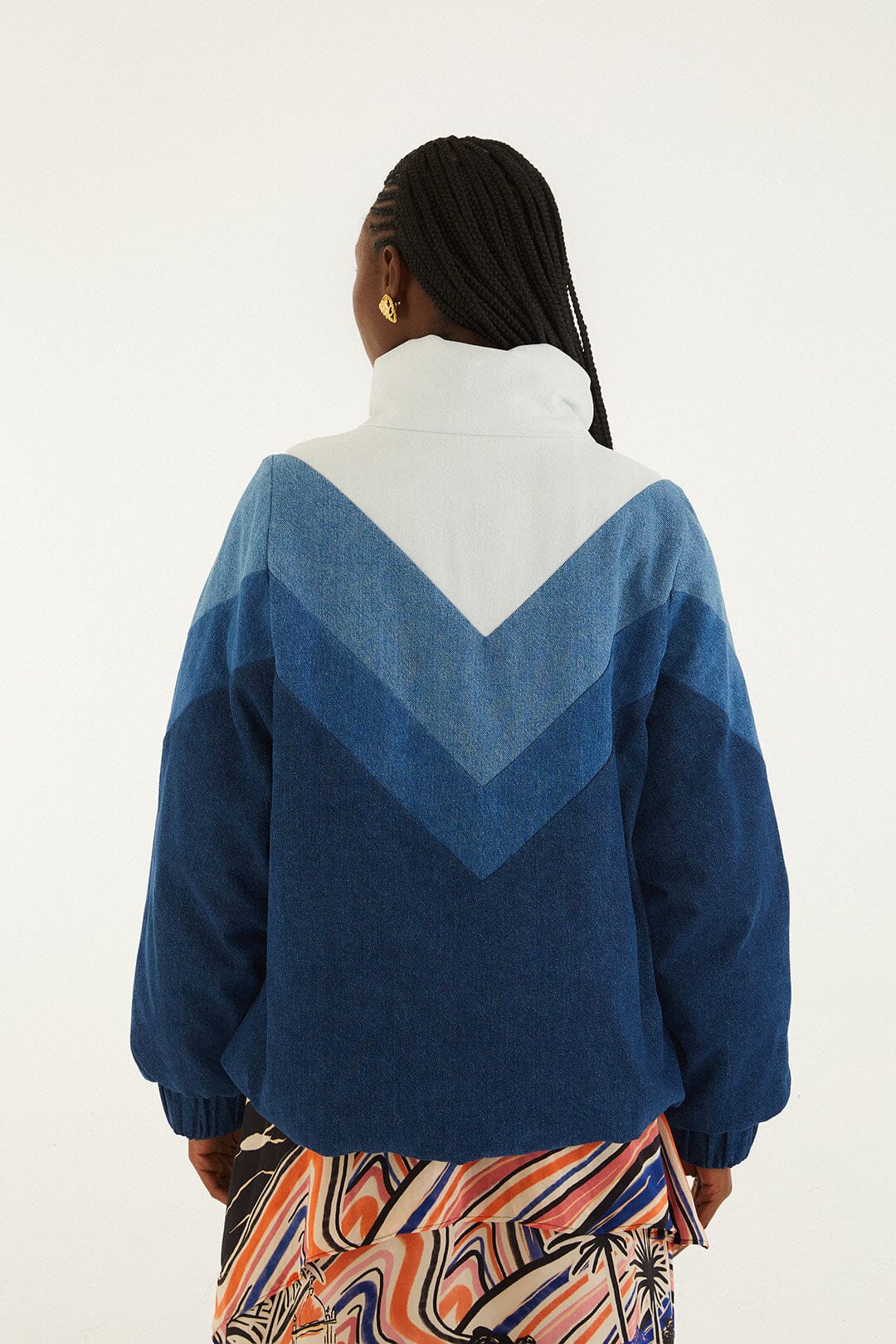 FARM Rio model wearing the Cut-Out Denim Jacket