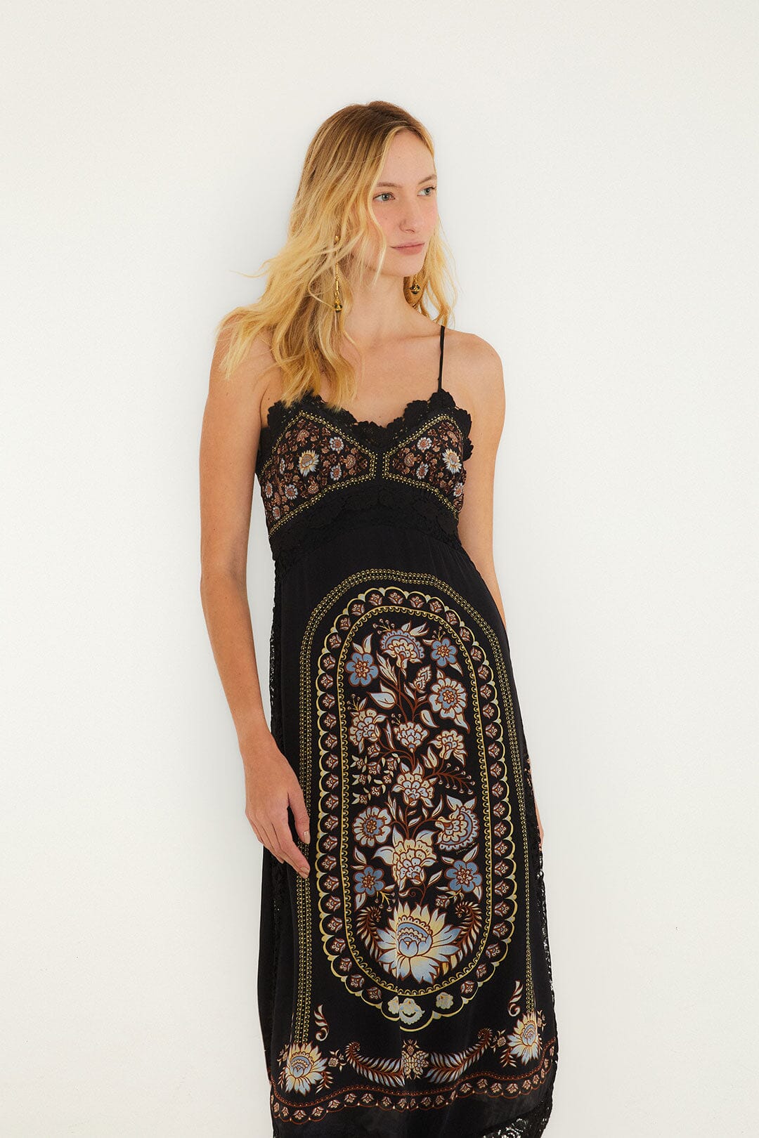 Daniela Lace Sleeveless Midi Dress | FARM Rio